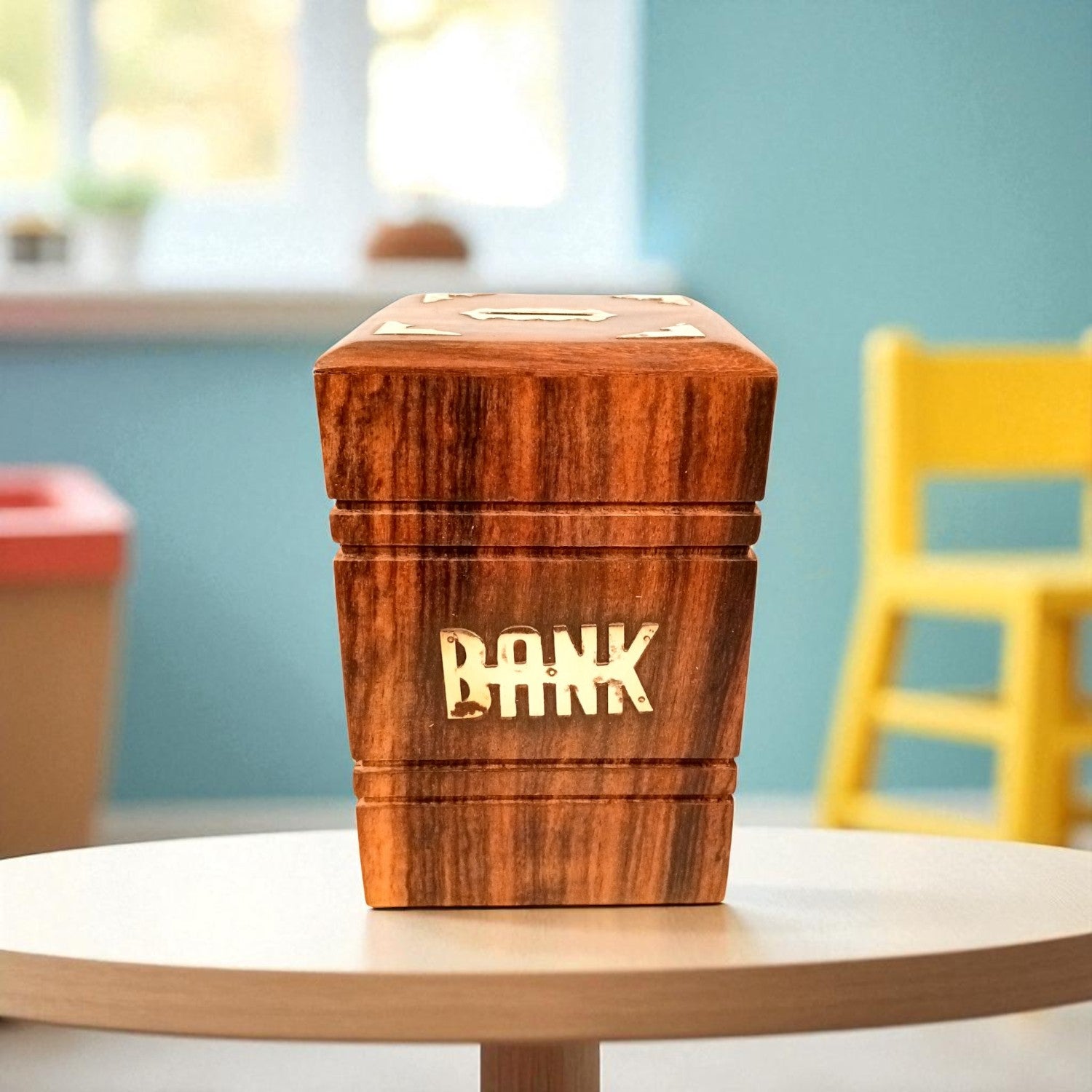 Wooden Money Bank | Piggy Bank / Coin Box With Lock | Big Size Gullak - for Kids, Girls , Boys, Birthday Gift, Christmas Gifts for Children, Home Decor - 6 Inch - Apkamart #Style_Design 1