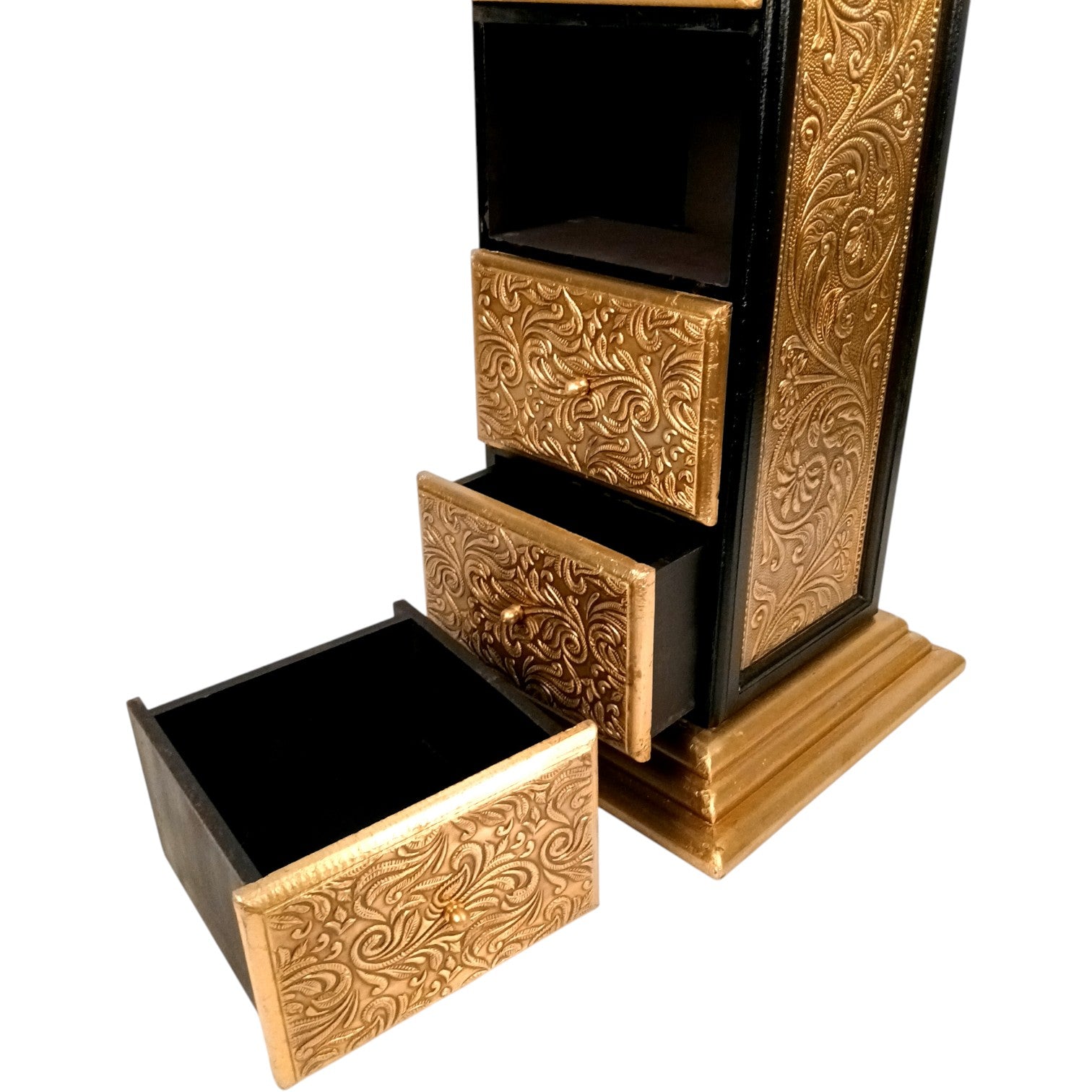 Pillar 4 Drawers Side Table | Traditional Wooden Design Table for Living Room,  Bedroom & Office | Decorative Accent Furniture & Showpiece Stand - 23 Inch - Apkamart