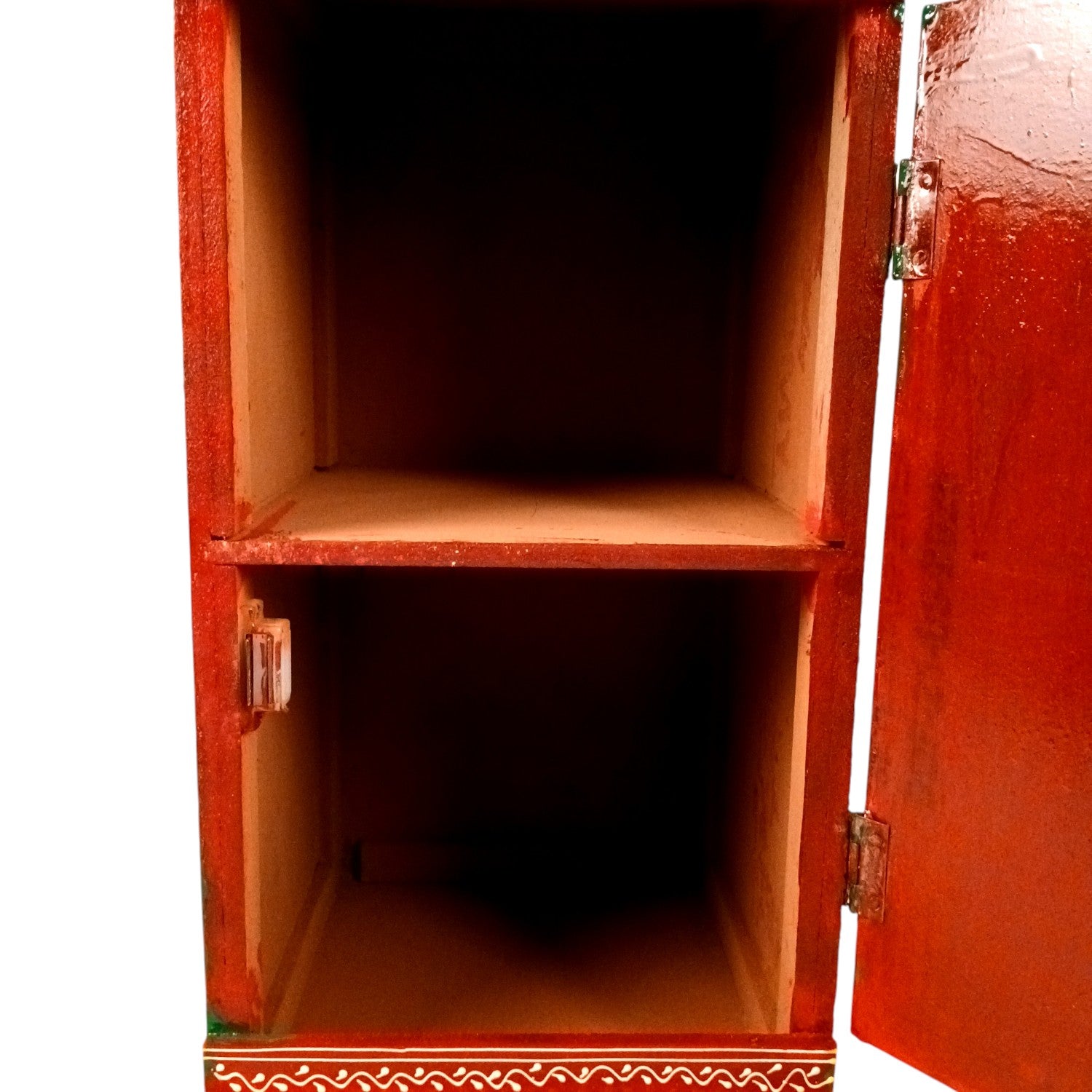 Wooden Side Table with Storage | Rajasthani Elephant Art | Handicraft Table for Living Room | Decorative Table for Showpiece Display | Home Decor Item with Cabinet - 18 Inch - Apkamart