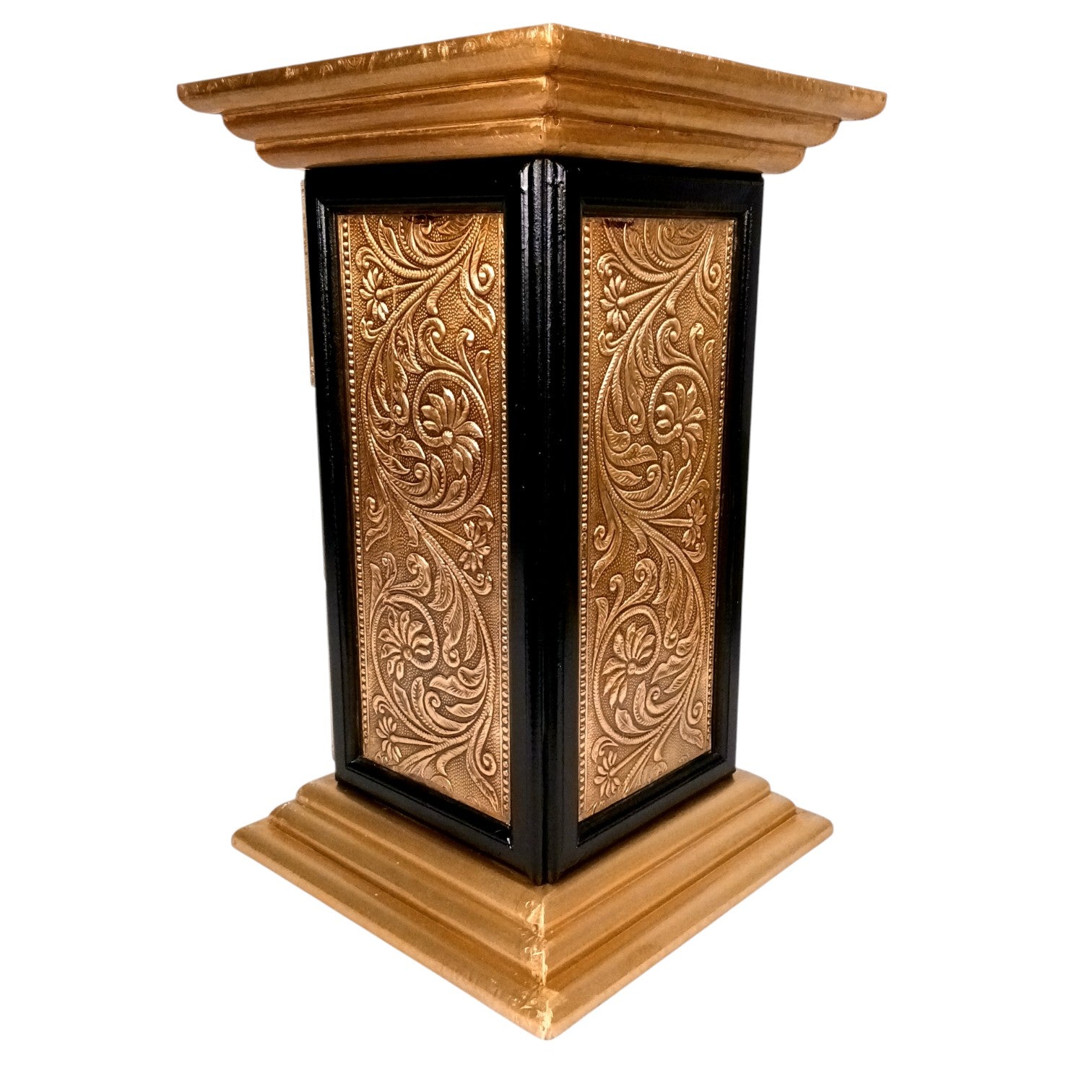 Pillar 3 Drawers Side Table | Traditional Wooden Design Table for Living Room, Bedroom & Office | Decorative Accent Furniture & Showpiece Stand - 18 Inch - Apkamat