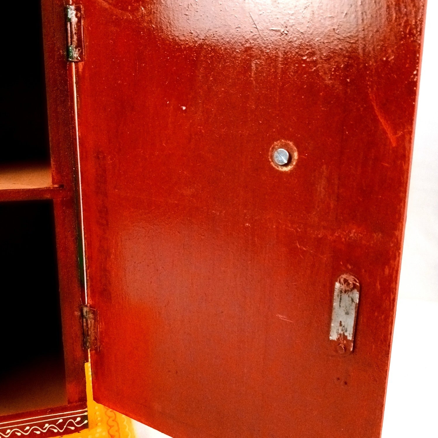 Wooden Side Table with Storage | Rajasthani Elephant Art | Handicraft Table for Living Room | Decorative Table for Showpiece Display | Home Decor Item with Cabinet - 18 Inch - Apkamart