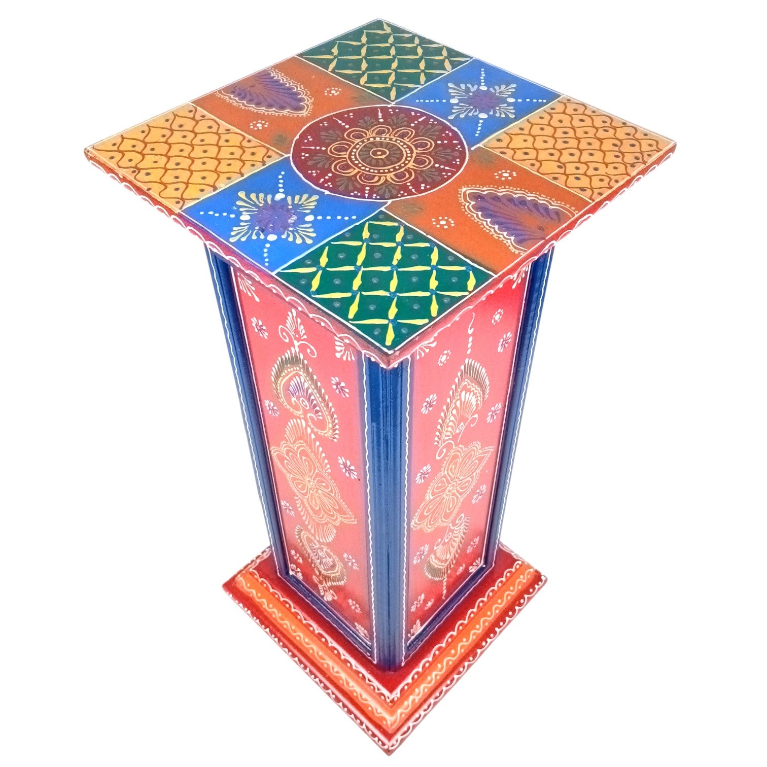 Pillar 4 Drawers Side Table | Traditional Wooden Design Table for Living Room Bedroom & Office | Decorative Table| Decorative Accent Furniture & Showpiece Stand - 23 Inch - Apkamart