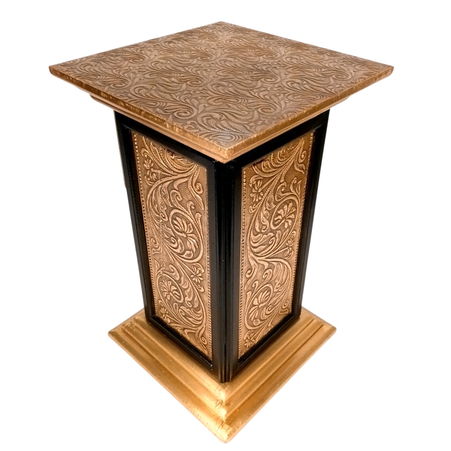 Pillar 3 Drawers Side Table | Traditional Wooden Design Table for Living Room, Bedroom & Office | Decorative Accent Furniture & Showpiece Stand - 18 Inch - Apkamat