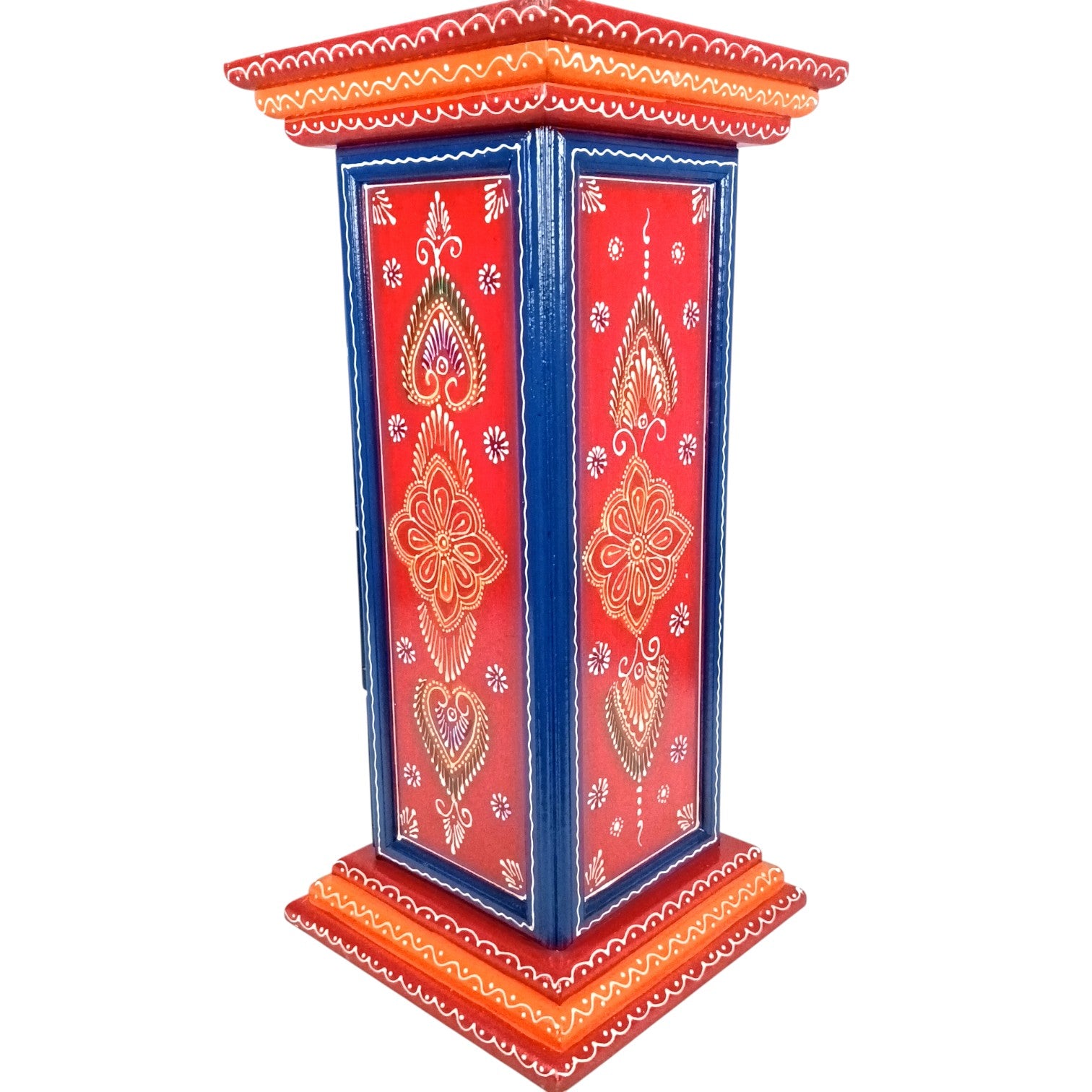 Pillar 4 Drawers Side Table | Traditional Wooden Design Table for Living Room Bedroom & Office | Decorative Table| Decorative Accent Furniture & Showpiece Stand - 23 Inch - Apkamart