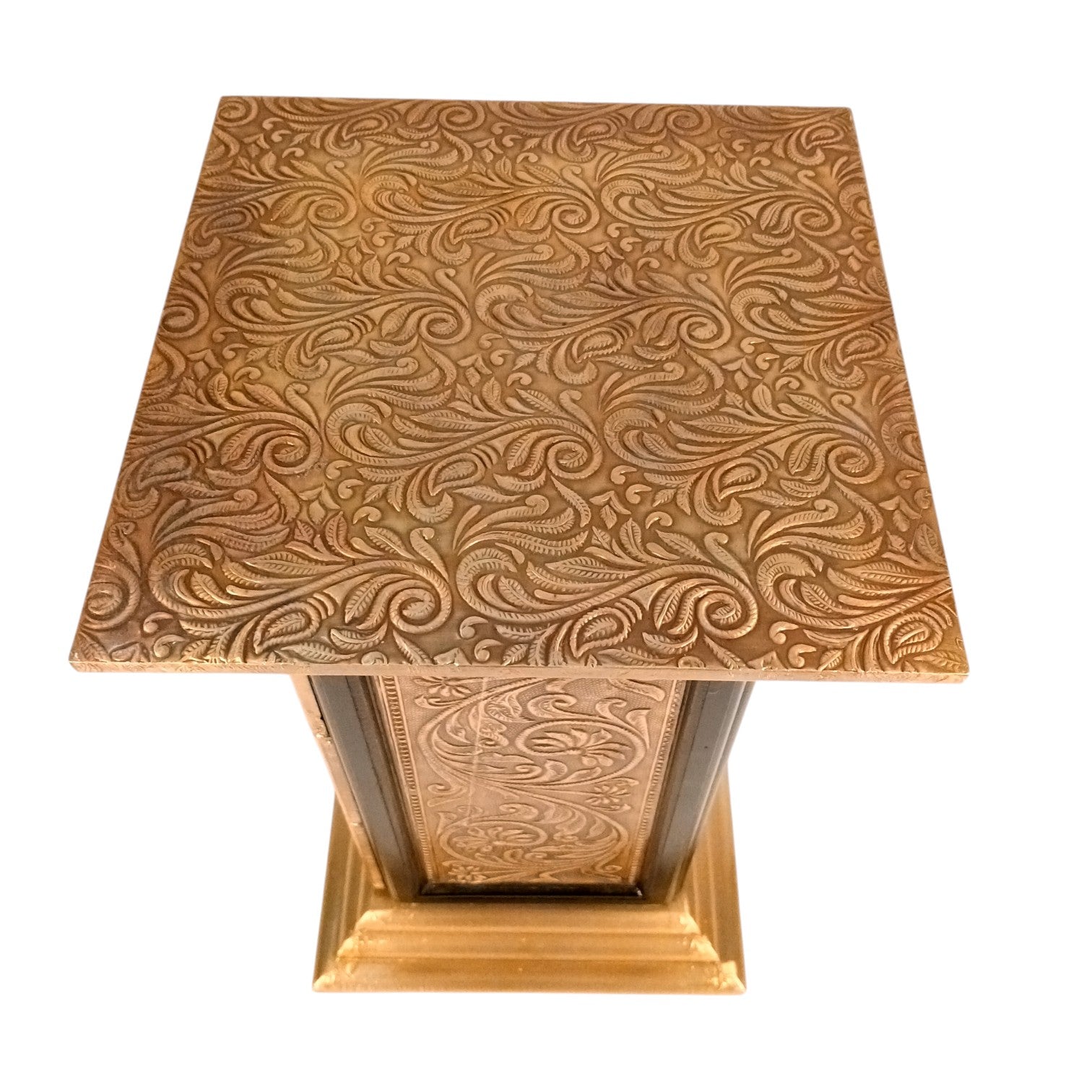 Pillar 3 Drawers Side Table | Traditional Wooden Design Table for Living Room, Bedroom & Office | Decorative Accent Furniture & Showpiece Stand - 18 Inch - Apkamat