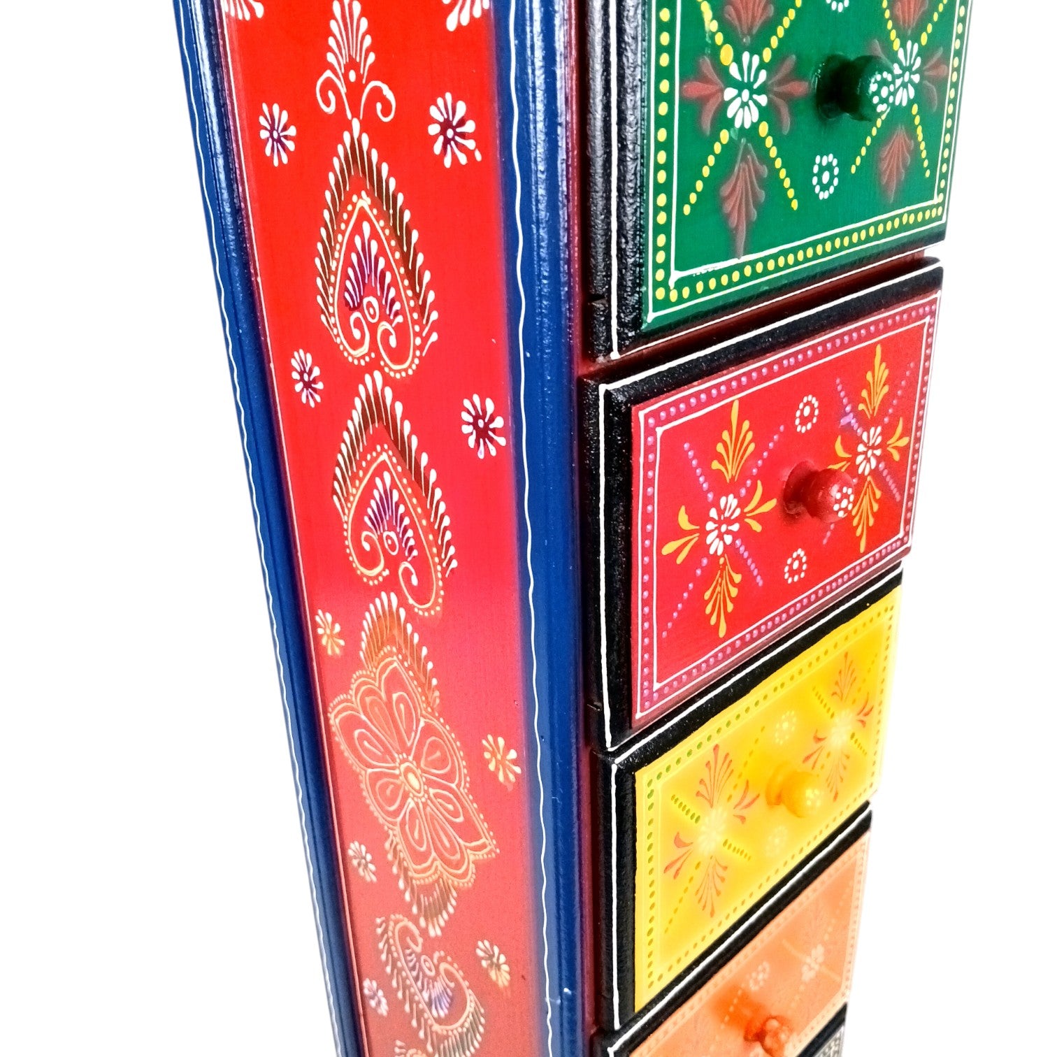 Pillar 5 Drawers Side Table | Traditional Design Table for Living Room, Bedroom & Office | Decorative Side Table| Decorative Accent Furniture & Showpiece Stand - 28 Inch - Apkamart