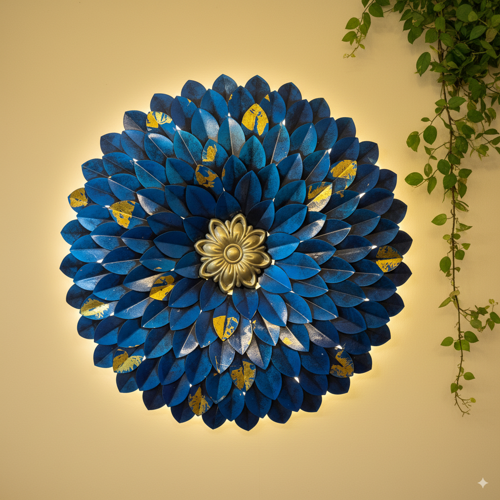 Flower Wall Hanging LED Lights for Home Decor | Decorative Wall Art Showpiece for Living Room,  Bedroom & Office | Traditional & Modern Home Decoration - 26 Inch - Apkamart #Style_Design 1