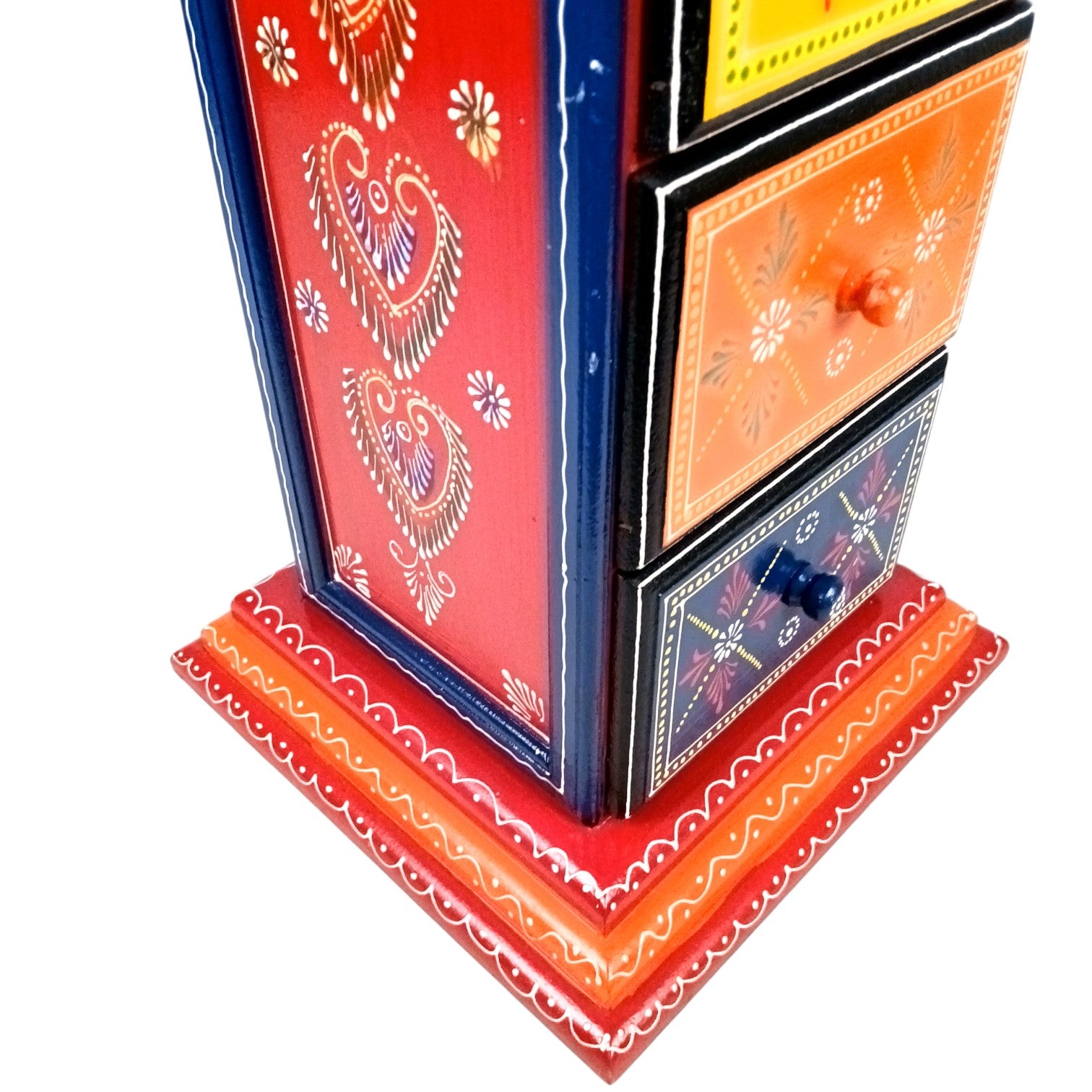 Pillar 5 Drawers Side Table | Traditional Design Table for Living Room, Bedroom & Office | Decorative Side Table| Decorative Accent Furniture & Showpiece Stand - 28 Inch - Apkamart