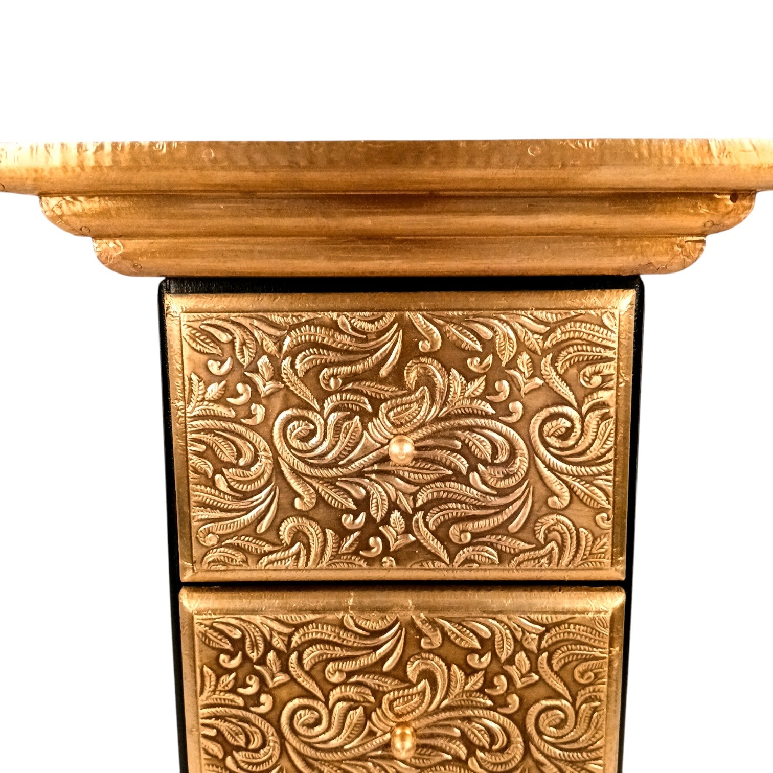 Pillar 3 Drawers Side Table | Traditional Wooden Design Table for Living Room, Bedroom & Office | Decorative Accent Furniture & Showpiece Stand - 18 Inch - Apkamat