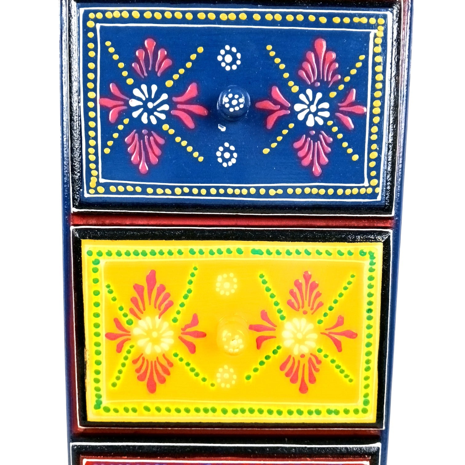 Pillar 4 Drawers Side Table | Traditional Wooden Design Table for Living Room Bedroom & Office | Decorative Table| Decorative Accent Furniture & Showpiece Stand - 23 Inch - Apkamart