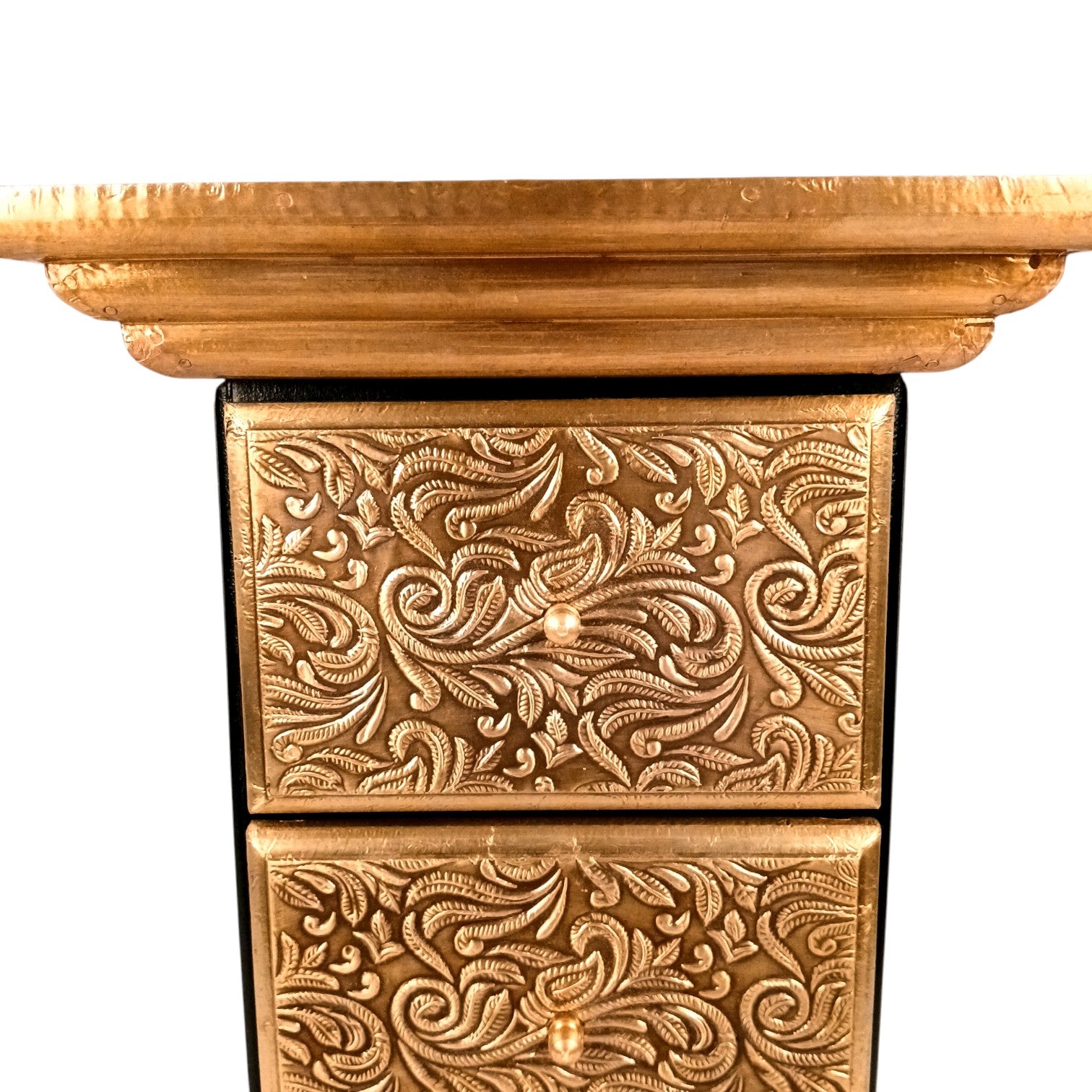 Pillar 3 Drawers Side Table | Traditional Wooden Design Table for Living Room, Bedroom & Office | Decorative Accent Furniture & Showpiece Stand - 18 Inch - Apkamat