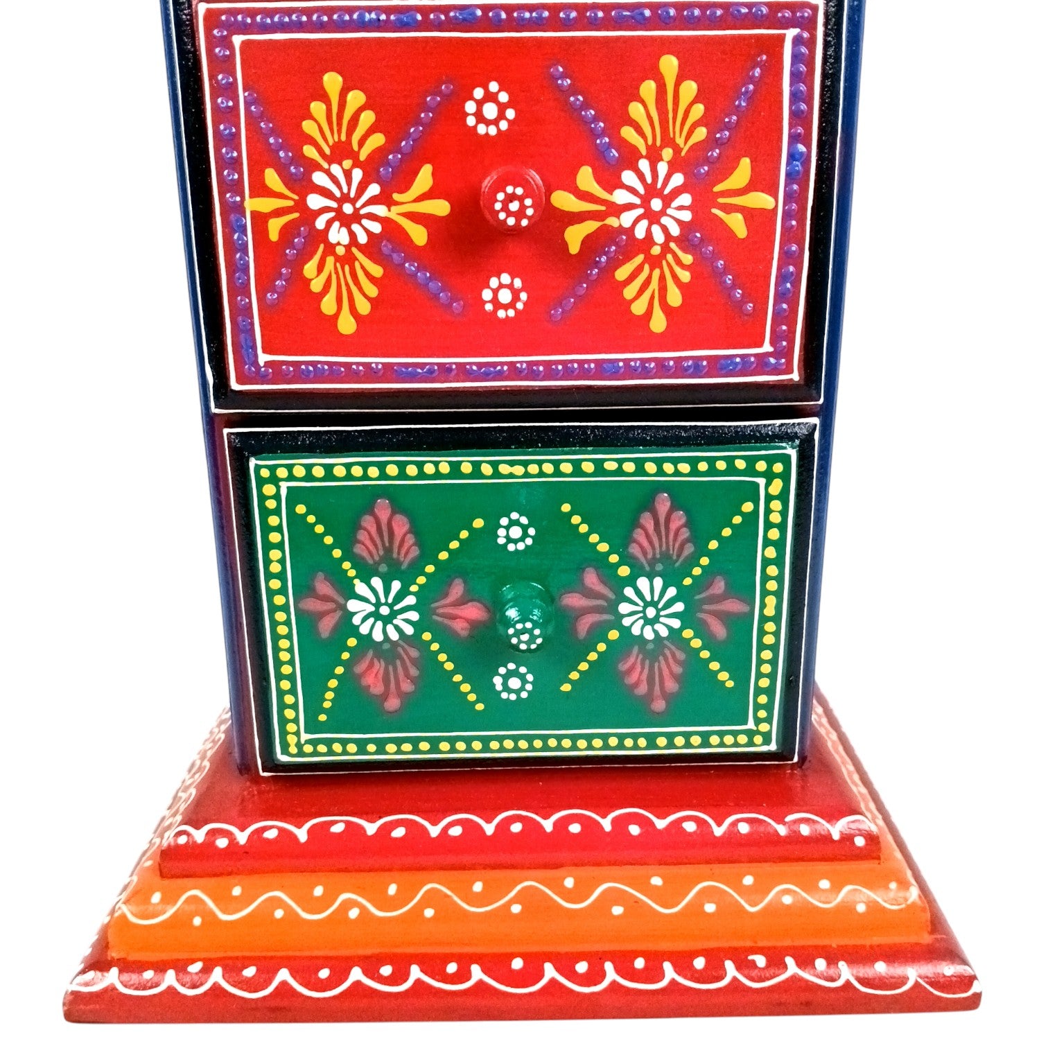 Pillar 4 Drawers Side Table | Traditional Wooden Design Table for Living Room Bedroom & Office | Decorative Table| Decorative Accent Furniture & Showpiece Stand - 23 Inch - Apkamart