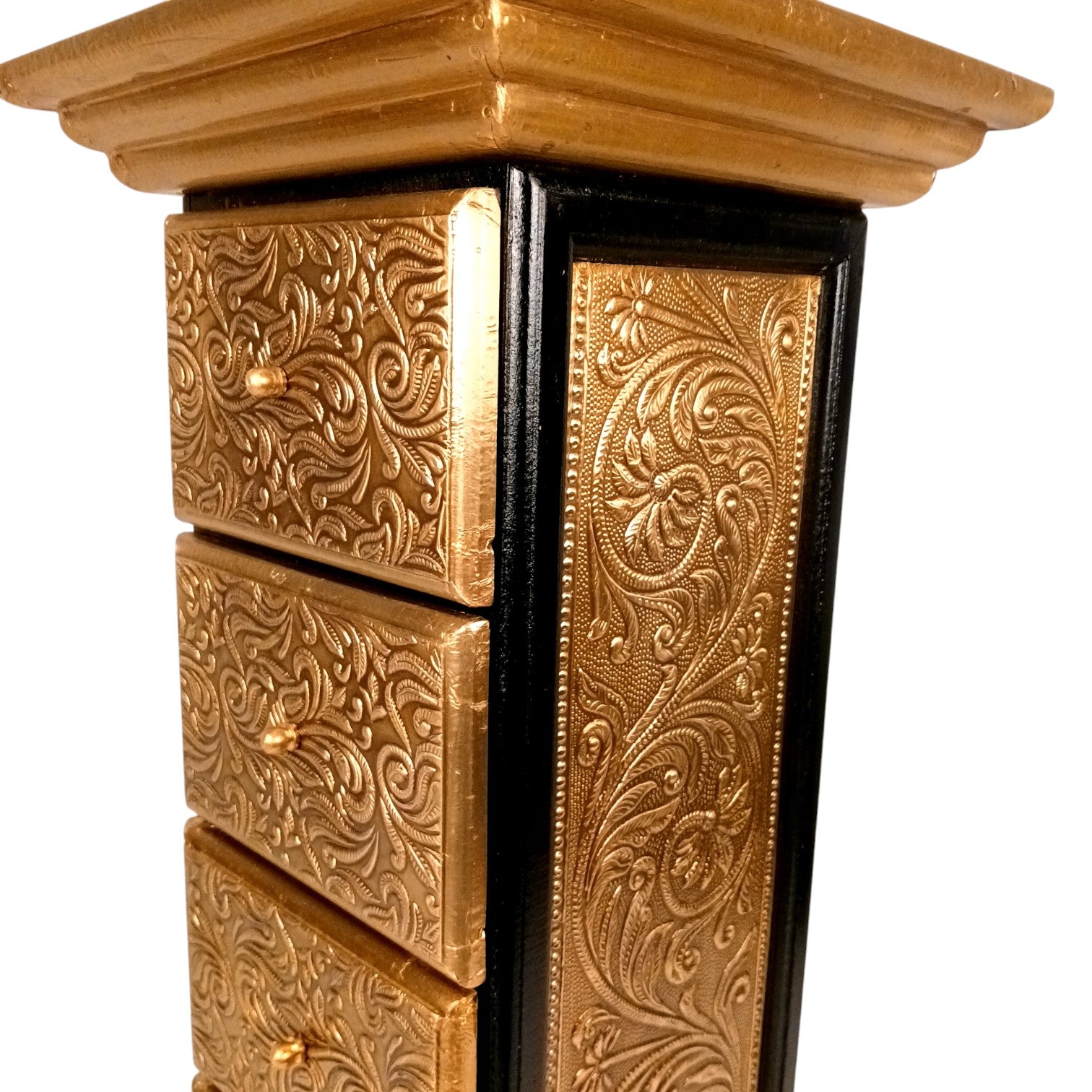 Pillar 4 Drawers Side Table | Traditional Wooden Design Table for Living Room,  Bedroom & Office | Decorative Accent Furniture & Showpiece Stand - 23 Inch - Apkamart