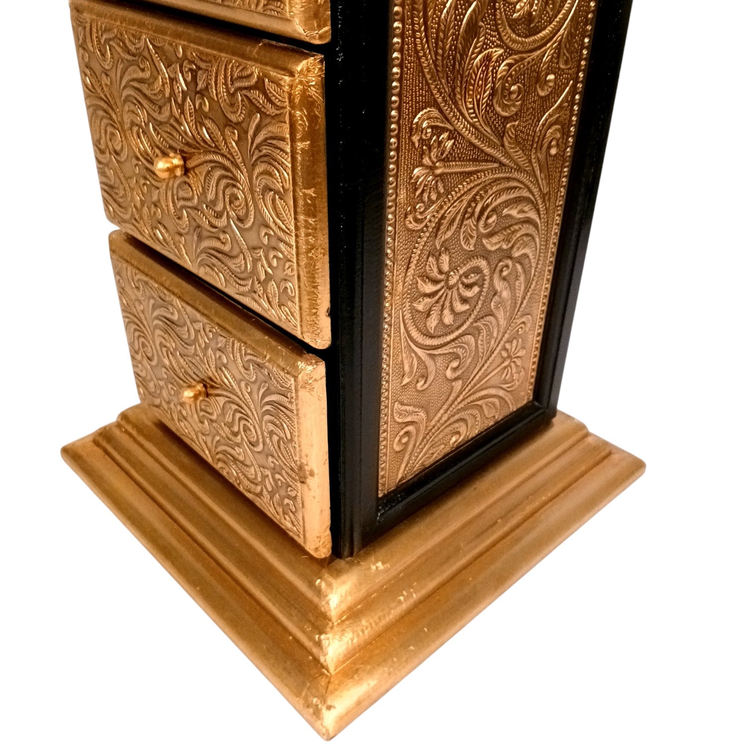 Pillar 4 Drawers Side Table | Traditional Wooden Design Table for Living Room,  Bedroom & Office | Decorative Accent Furniture & Showpiece Stand - 23 Inch - Apkamart