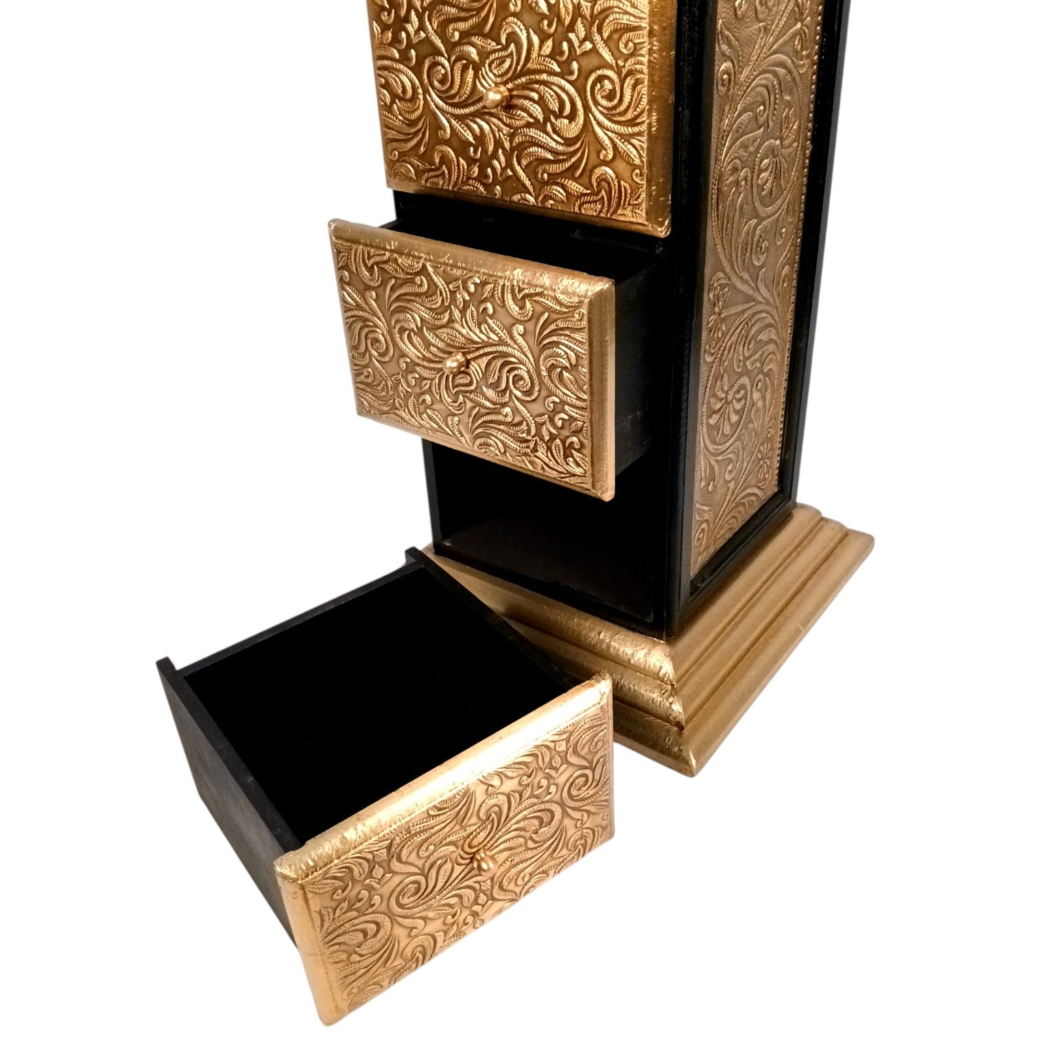 Pillar 5 Drawers Side Table | Traditional Wooden Design Table for Living Room, Bedroom & Office | Decorative Accent Furniture & Showpiece Stand - 27 Inch