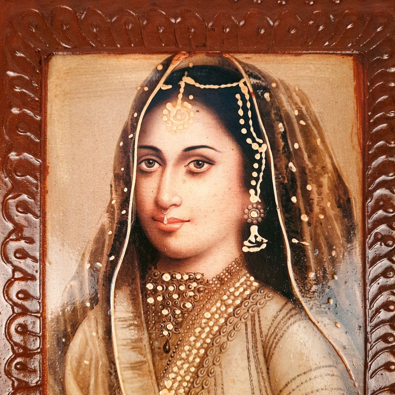 Wooden Framed Poster Wall Hanging - Traditional Lady Design - for Home, Paintings for Living Room, Bedroom, Hallway, Office Decor & Gifts - 12 Inch