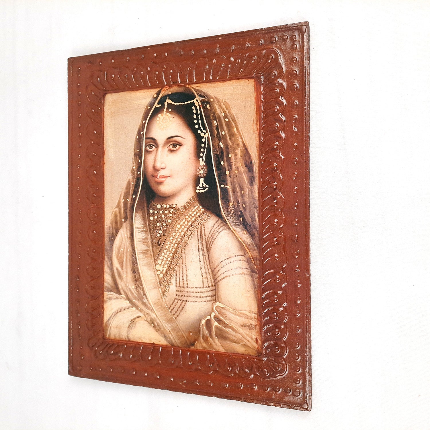 Wooden Framed Poster Wall Hanging - Traditional Lady Design - for Home, Paintings for Living Room, Bedroom, Hallway, Office Decor & Gifts - 12 Inch