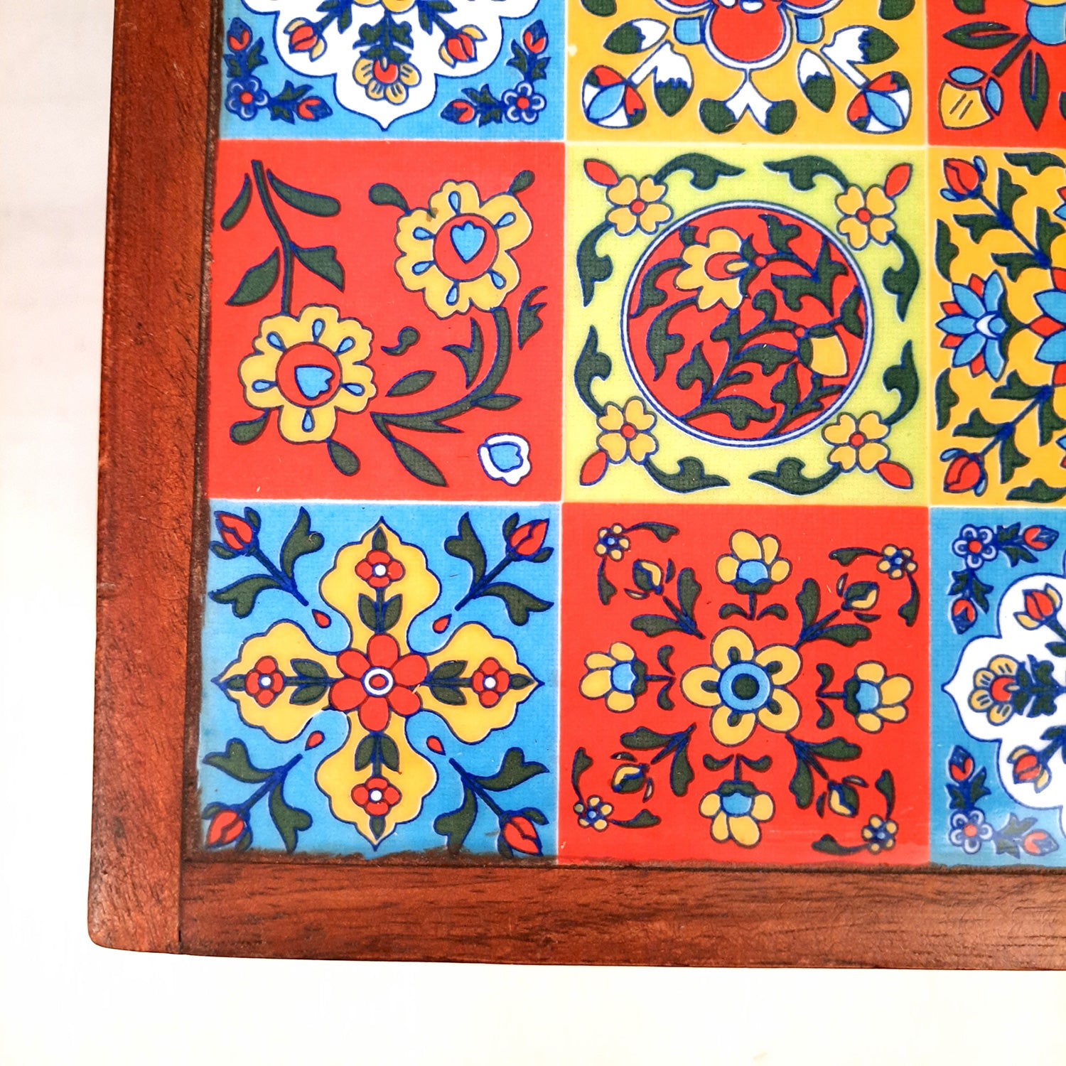 Wooden Chowki Bajot | Decorative Choki / Peeta - For Home, Living Room, Sitting, Sofa Corners Decor & Gifts - 9 Inch - Apkamart