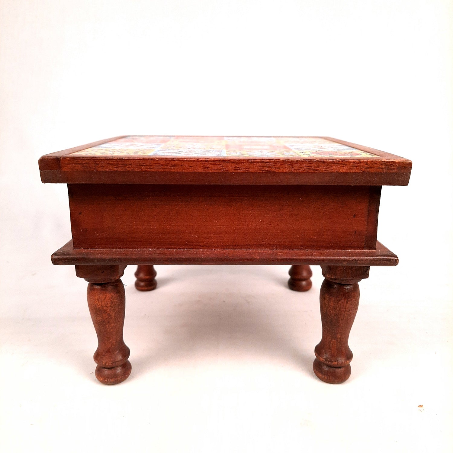 Wooden Chowki Bajot | Decorative Choki / Peeta - For Home, Living Room, Sitting, Sofa Corners Decor & Gifts - 9 Inch - Apkamart