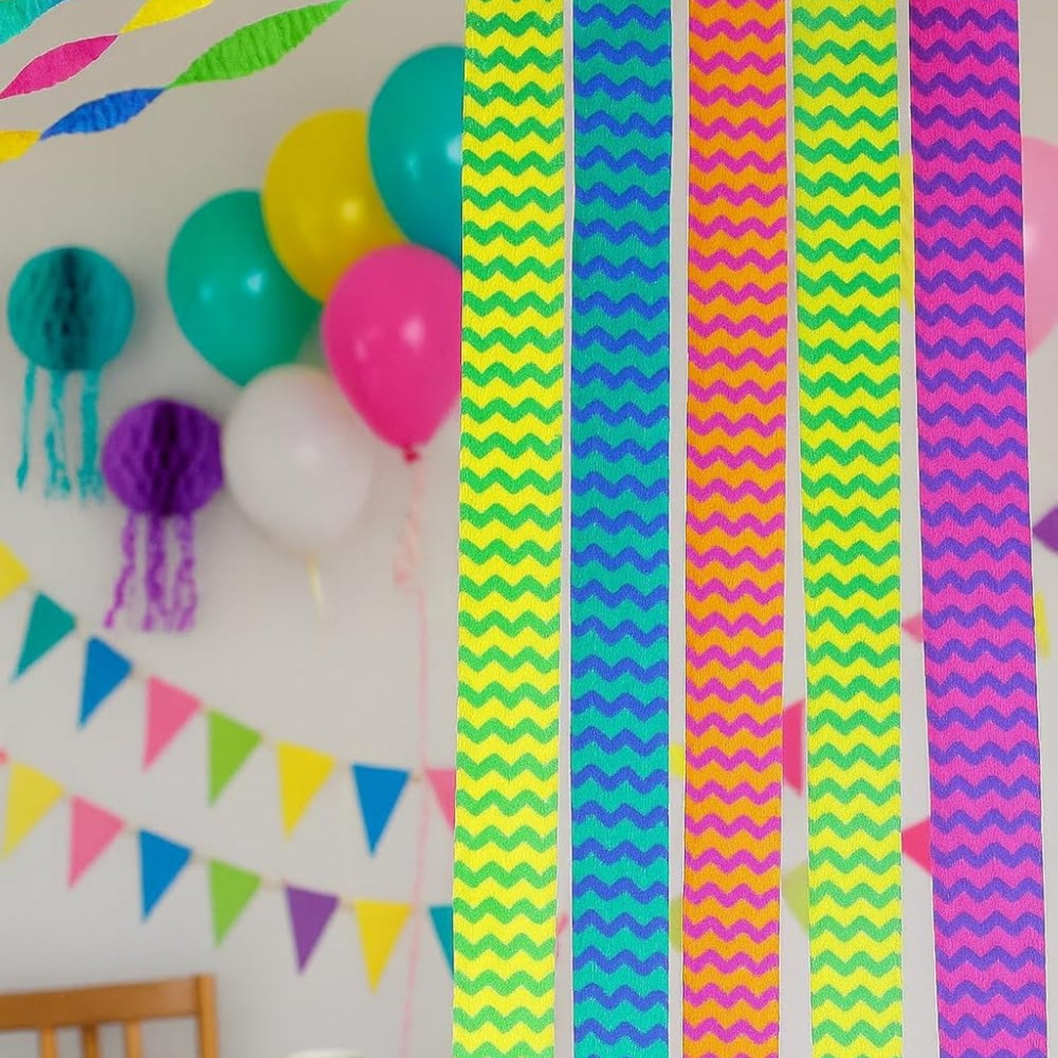 Party Decoration Frills for Birthday Celebration | Colorful Party Decor Small Size Frills for Home & Hall | Birthday Party Supplies - (Pack Of 1) (Each Pack Has 10 Pieces) - Apkamart