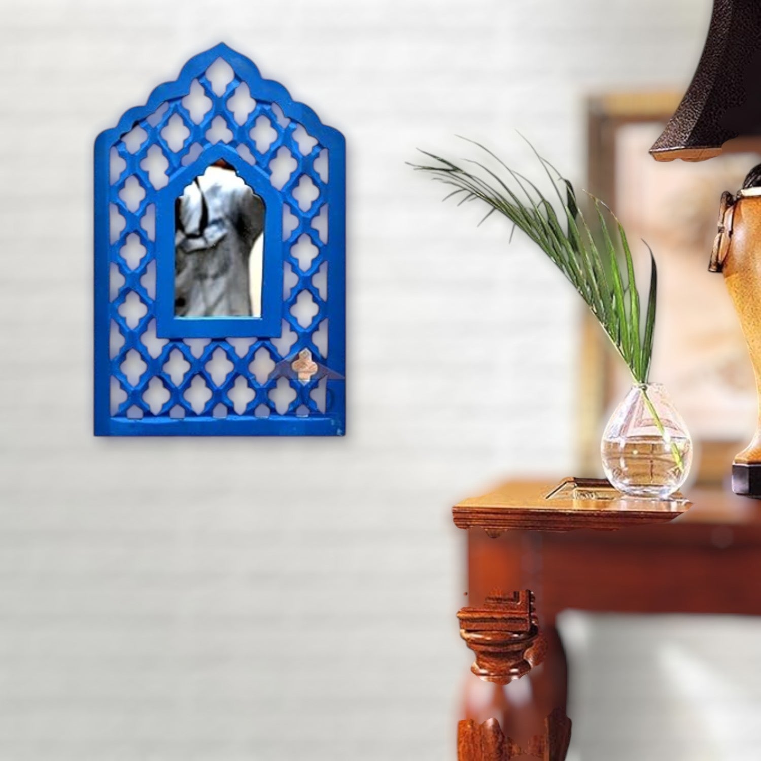 Jharokha Wall Hanging for Home Decor | Traditional Indian Wall Decor Frame | Jharokha with Space for Mirror or Photo | Ethnic Room decorative Piece - 16 Inch