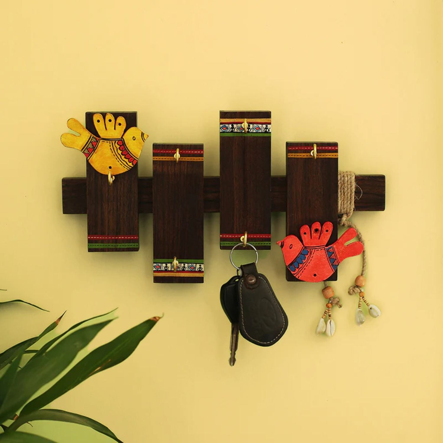 Wooden Key Chain Holder for Wall | Decorative Key Holder for Home Decor | Wooden Key Stand Organizer for Entryway | Wall Mounted Key Hanger for Keys - 14 Inch - Apkamart