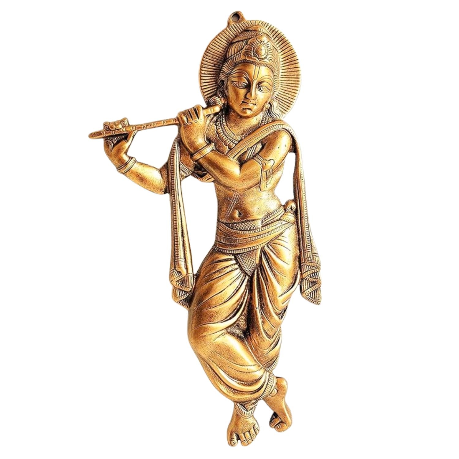 Krishna Wall Hanging Showpiece | Handcrafted Spiritual Decor | Divine Wall Mount Idol for Home Pooja, Living Room & Bedroom - 21 Inch - Apkamart