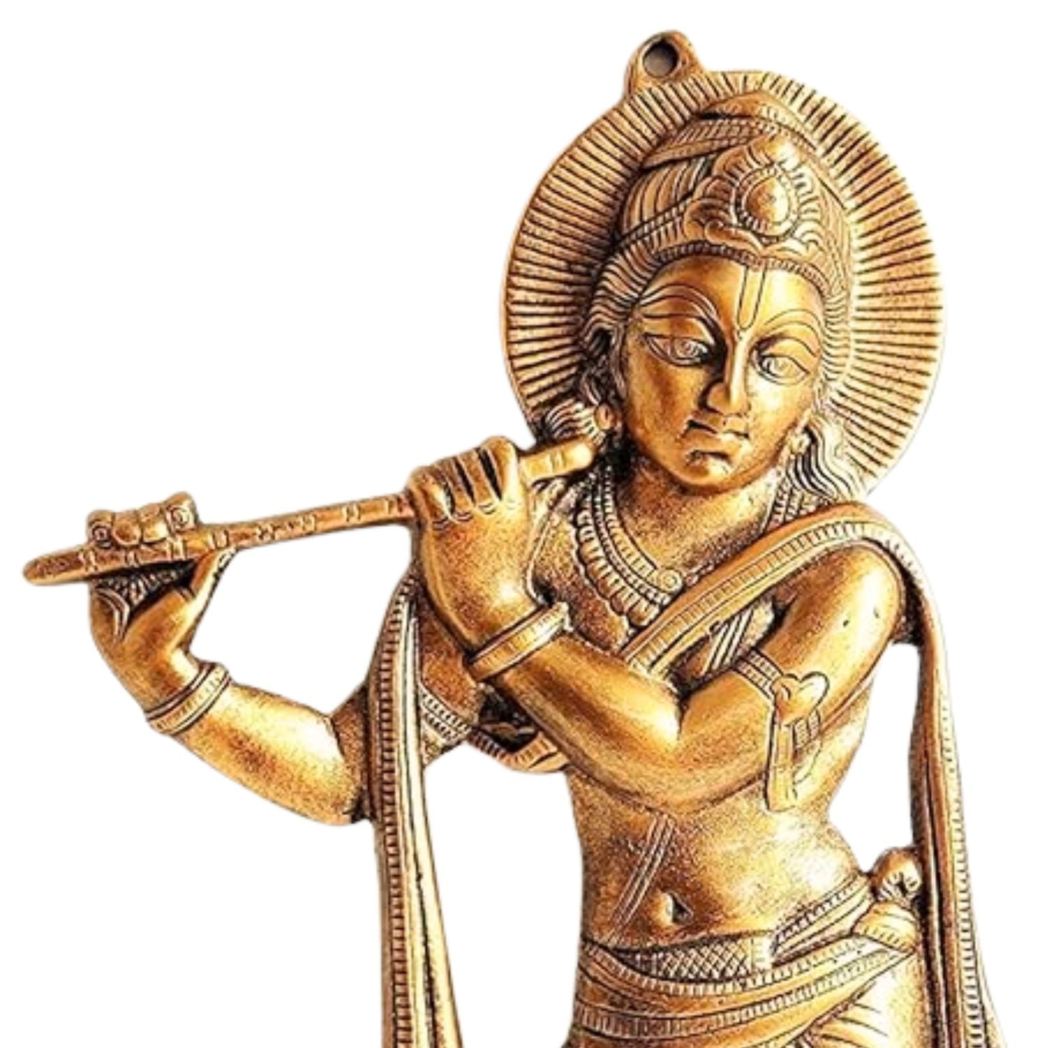 Krishna Wall Hanging Showpiece | Handcrafted Spiritual Decor | Divine Wall Mount Idol for Home Pooja, Living Room & Bedroom - 21 Inch - Apkamart