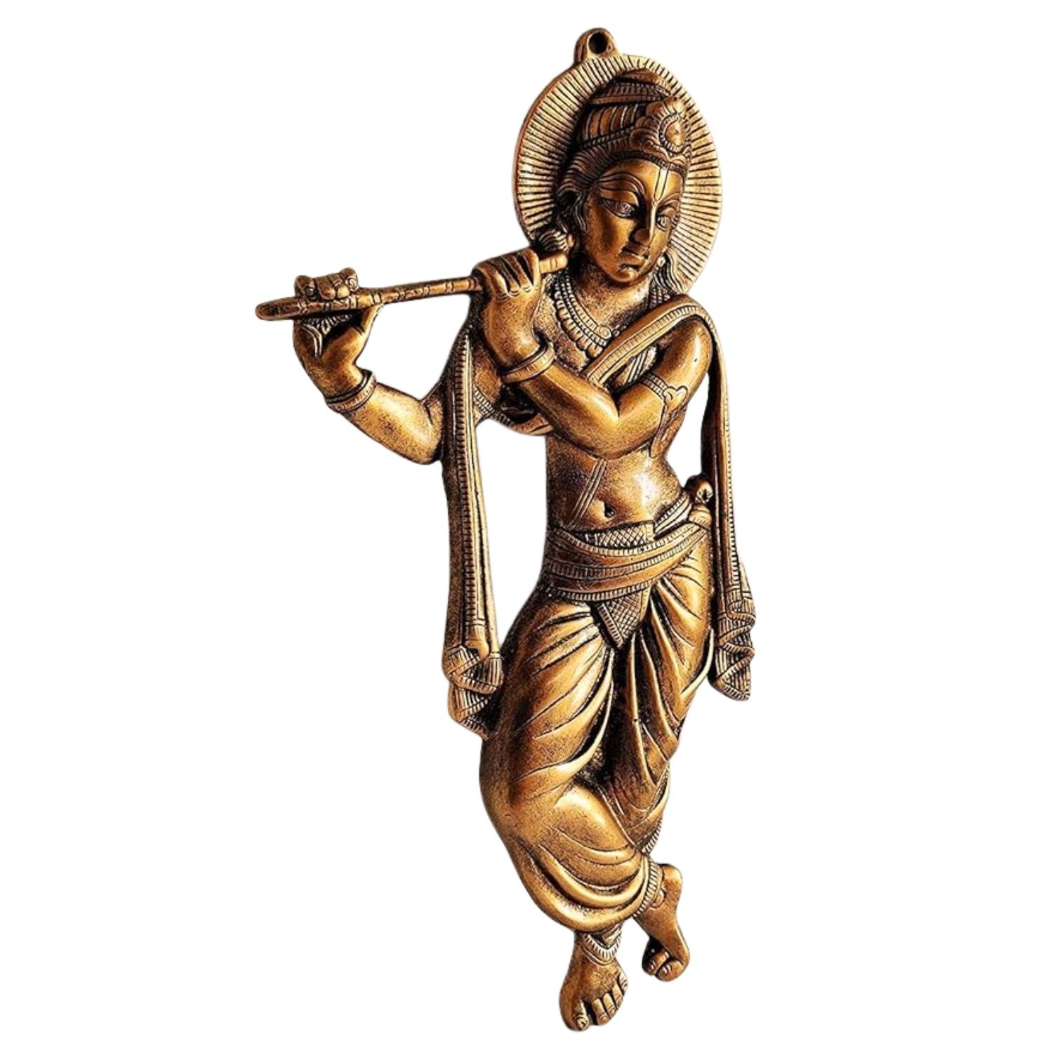 Krishna Wall Hanging Showpiece | Handcrafted Spiritual Decor | Divine Wall Mount Idol for Home Pooja, Living Room & Bedroom - 21 Inch - Apkamart