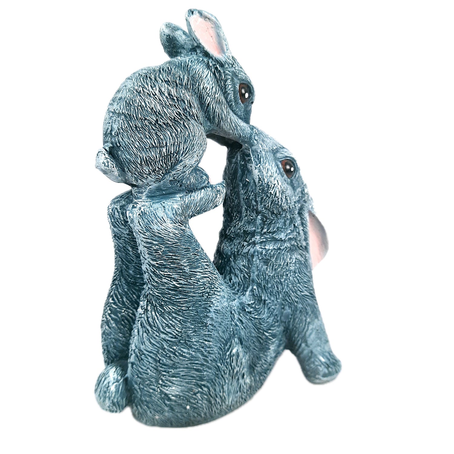 Rabbit Mother with Baby Statue Showpiece | Animal Decorative Figurines - for vastu, Home Decor Balcony Outdoor Indoor Office & Gifts - 10 Inch - Apkamart #Color_Grey