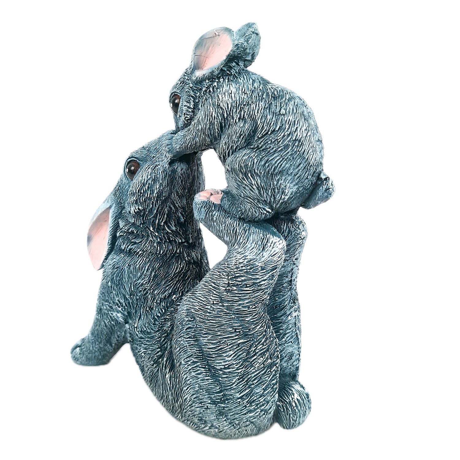 Rabbit Mother with Baby Statue Showpiece | Animal Decorative Figurines - for vastu, Home Decor Balcony Outdoor Indoor Office & Gifts - 10 Inch - Apkamart #Color_Grey
