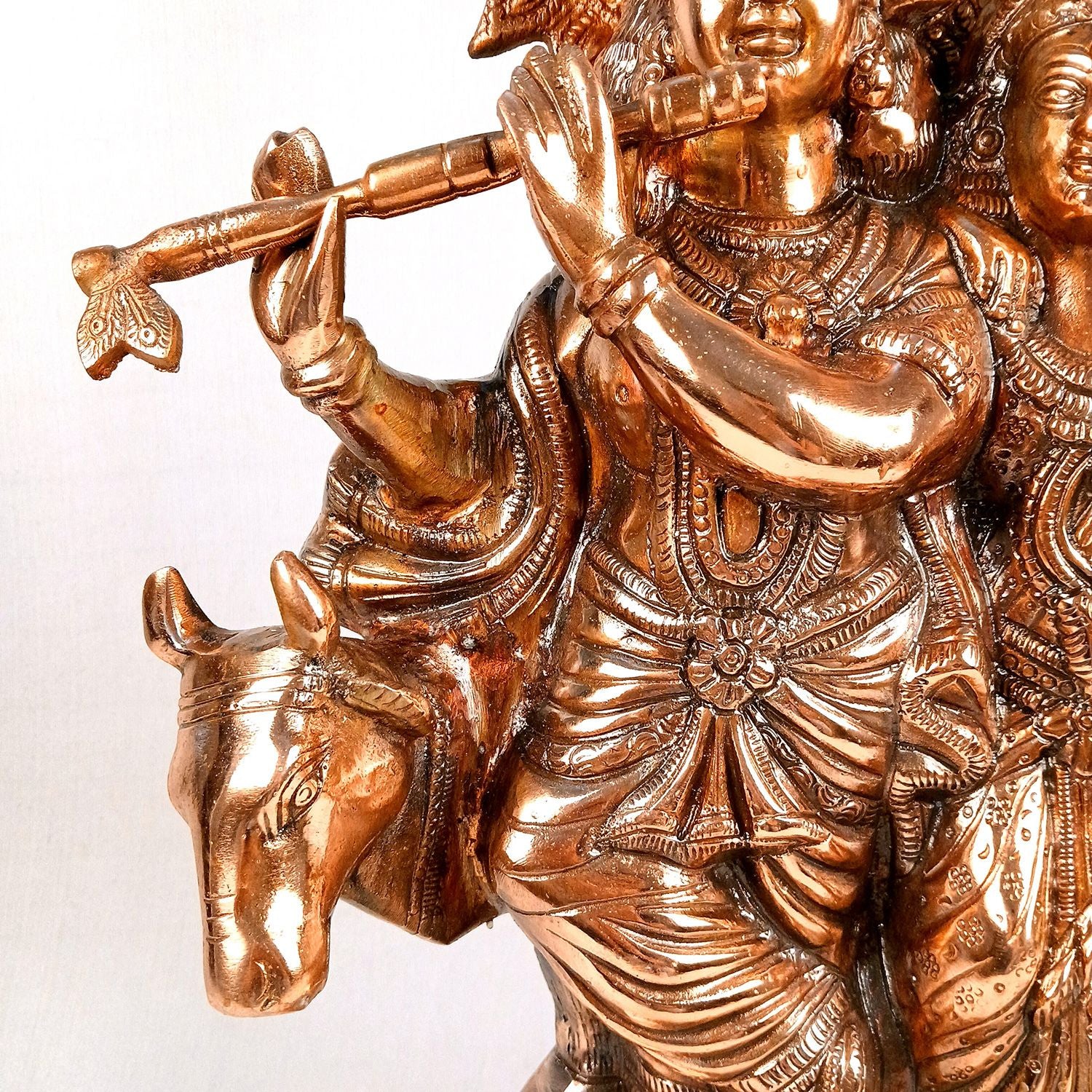 Radha Krishna Statue | Shri Radhe Krishna With Cow Idol Murti - for Home, Table, Living Room, Office, Puja , Entrance Decoration & Gifts - 26 Inch - Apkamart