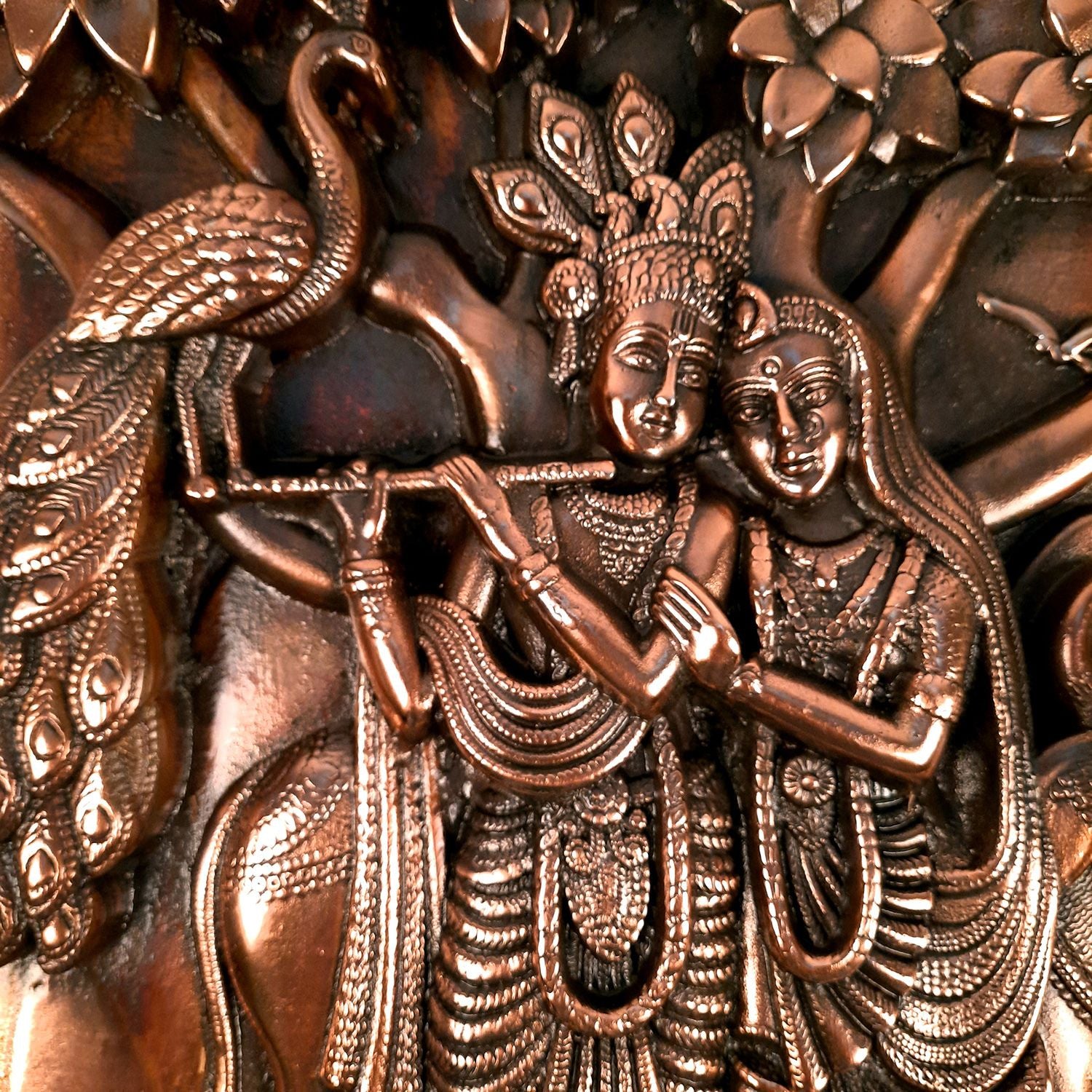 Radha Krishna Wall Hanging Idol | Krishan Playing Flute With Cow Wall Art - for Home, Living Room, Office, Puja, Entrance Decoration, Wedding Gift - 18 Inch - Apkamart #Size_18 Inch