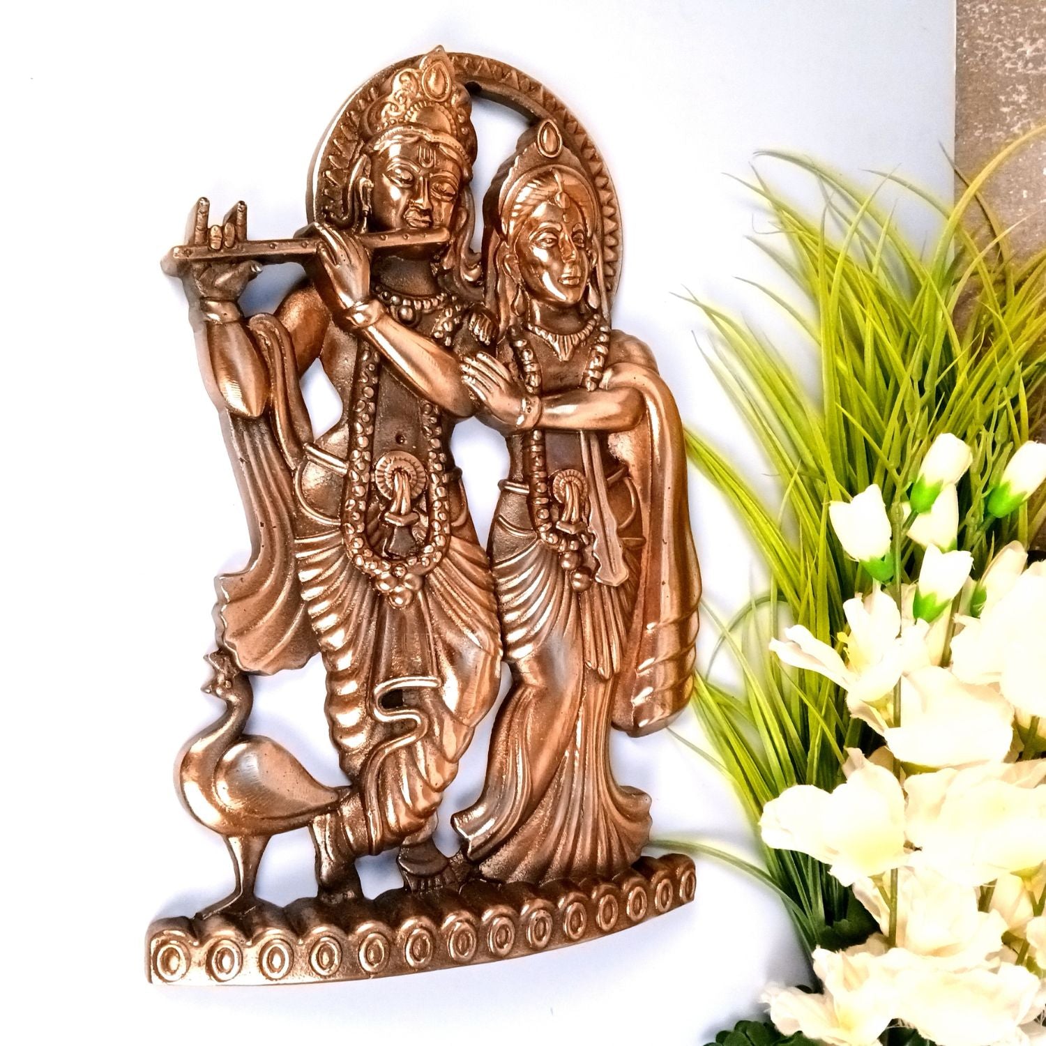 Radha Krishan Wall Hanging Showpiece | Idol for Home & Wall Decor | Spiritual Decoration Gift for Living Room, Bedroom & Festivals - 16 Inch - Apkamart