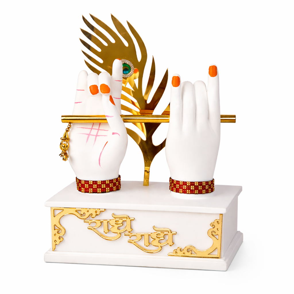 Radha Krishna Hand Statue with Flute Showpiece | Radha Krishna Statue Murti - for Home, Living Room, Office, Entrance Decor & Gifts - 12 Inch - Apkamart