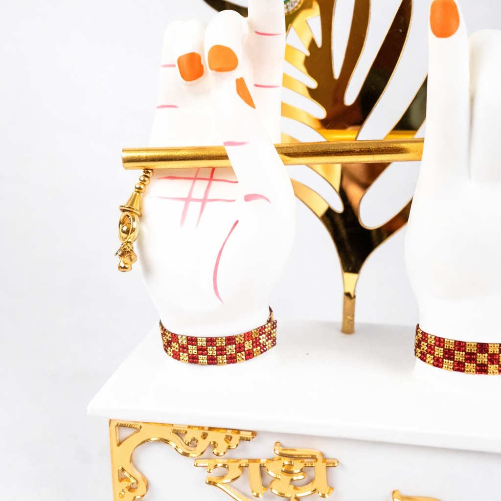 Radha Krishna Hand Statue with Flute Showpiece | Radha Krishna Statue Murti - for Home, Living Room, Office, Entrance Decor & Gifts - 12 Inch - Apkamart