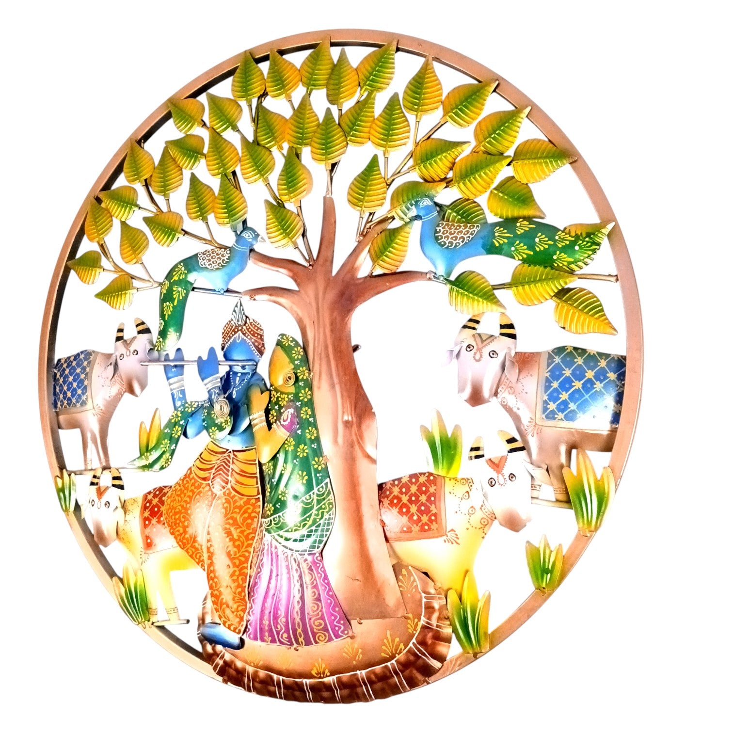 Radha Krishna Wall Hanging with LED Light | Decorative Spiritual Wall Art for Living Room, Bedroom & Temple | Traditional Home Decor & Gift Item - 24 Inch - Apkamart