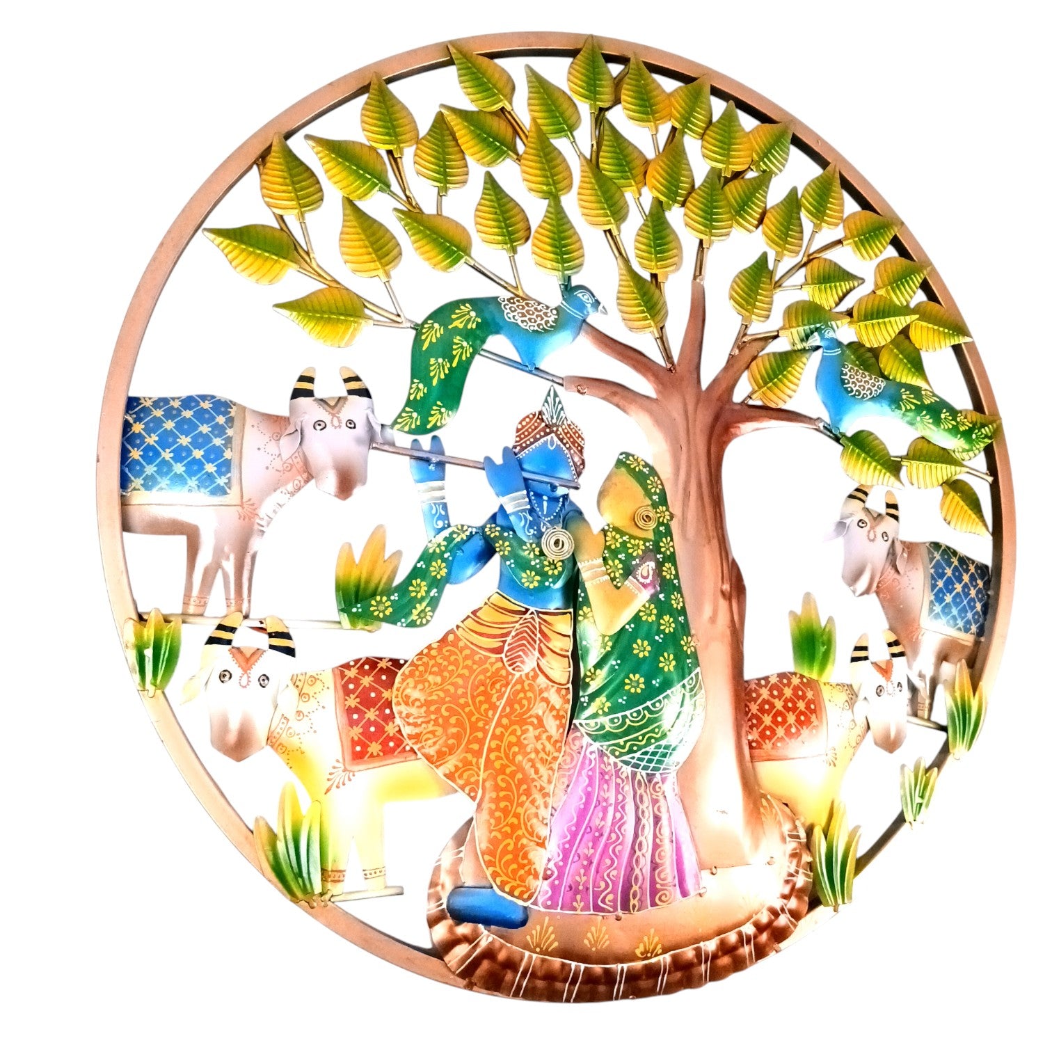 Radha Krishna Wall Hanging with LED Light | Decorative Spiritual Wall Art for Living Room, Bedroom & Temple | Traditional Home Decor & Gift Item - 24 Inch - Apkamart