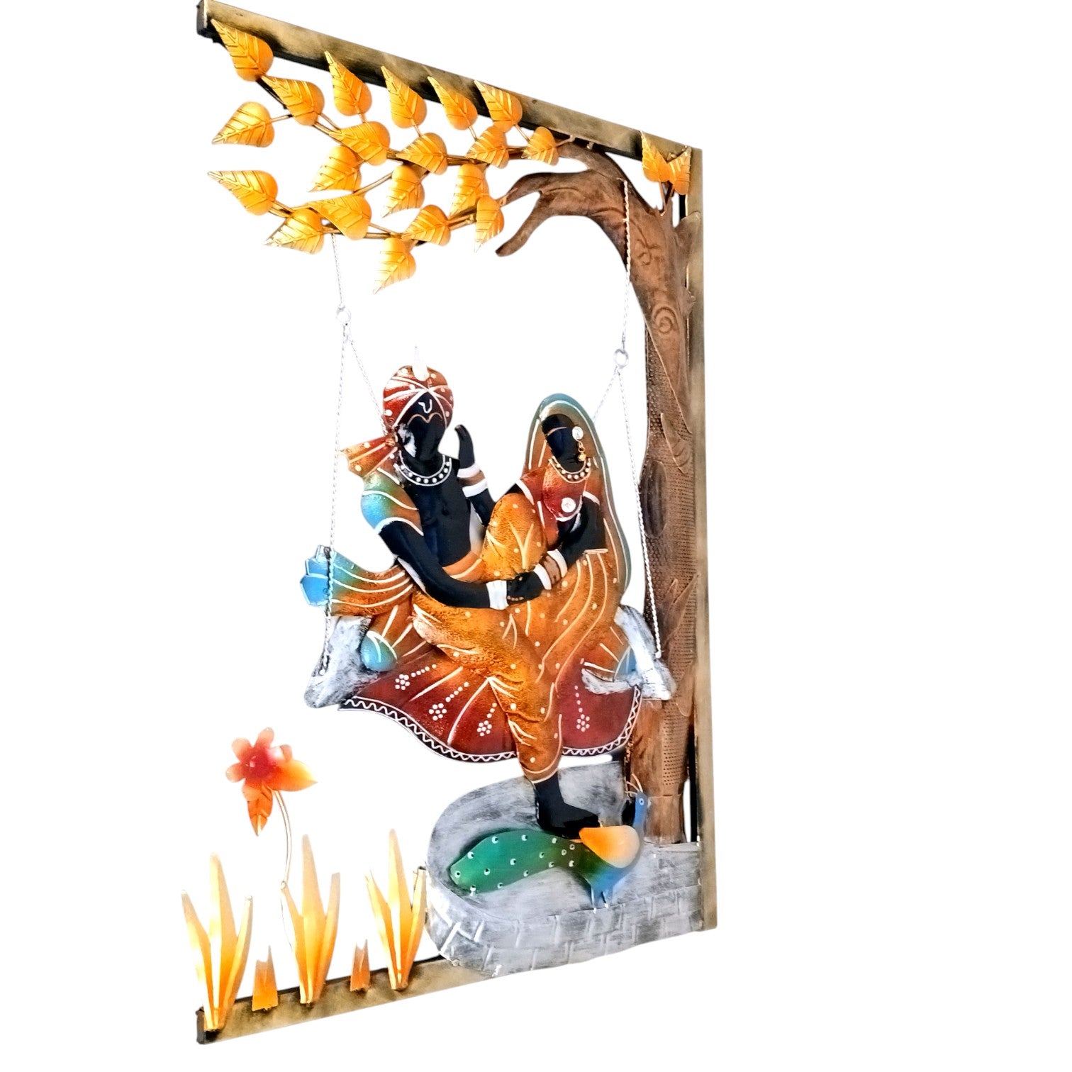 Radha Krishna Wall Hanging with LED Light | Decorative Backlit Wall Art for Living Room, Bedroom & Temple | Traditional Home Decor & Gift Item - 30 Inch