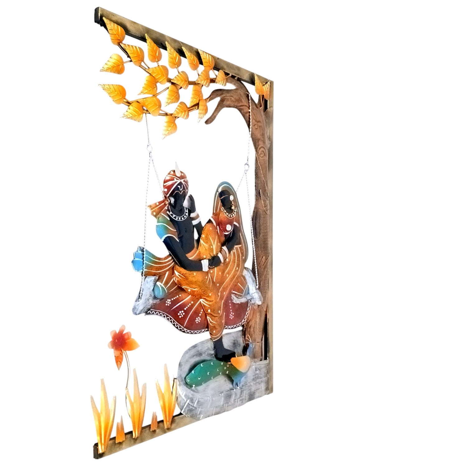 Radha Krishna Wall Hanging with LED Light | Decorative Backlit Wall Art for Living Room, Bedroom & Temple | Traditional Home Decor & Gift Item - 30 Inch