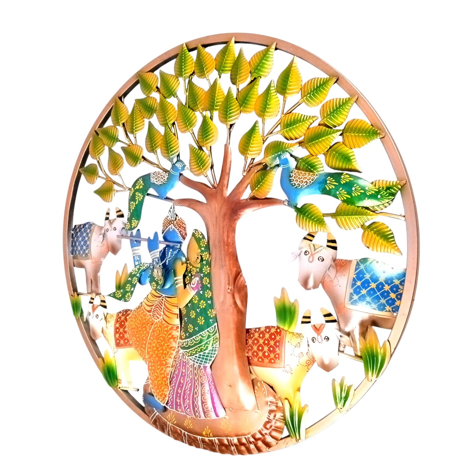 Radha Krishna Wall Hanging with LED Light | Decorative Spiritual Wall Art for Living Room, Bedroom & Temple | Traditional Home Decor & Gift Item - 24 Inch - Apkamart