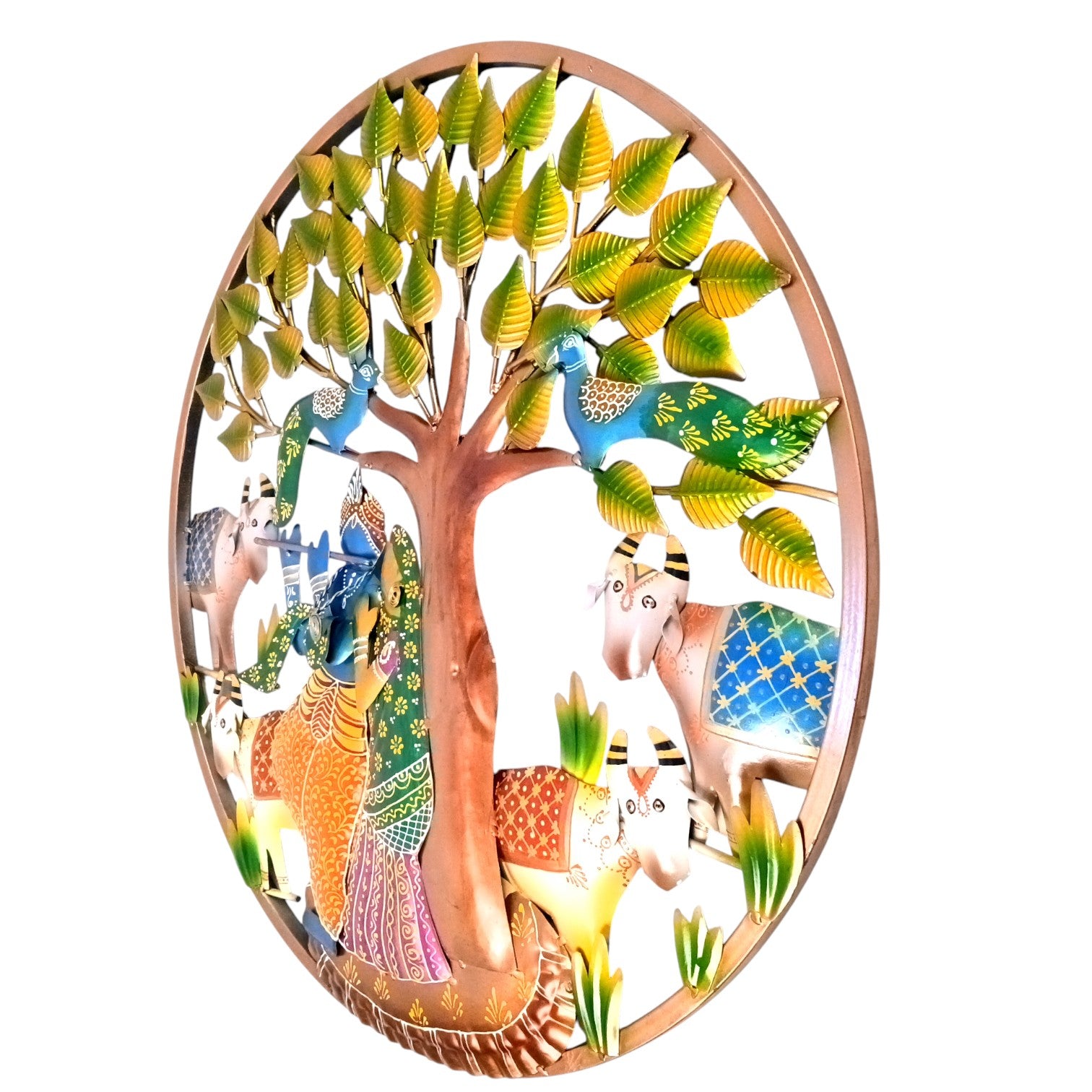 Radha Krishna Wall Hanging with LED Light | Decorative Spiritual Wall Art for Living Room, Bedroom & Temple | Traditional Home Decor & Gift Item - 24 Inch - Apkamart