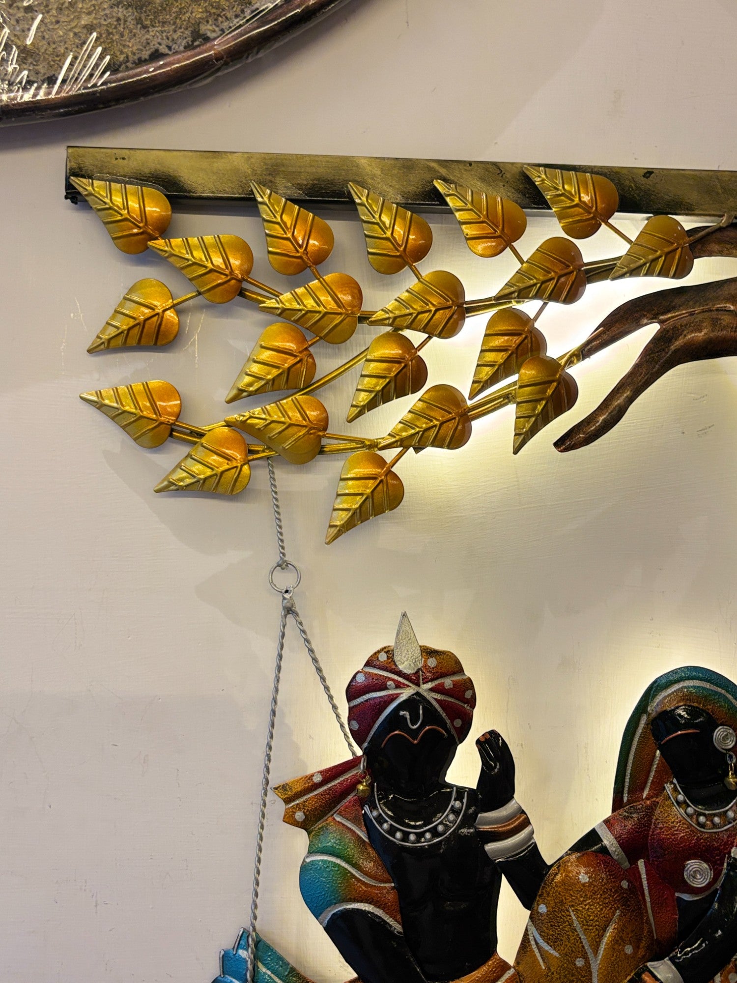 Radha Krishna Wall Hanging with LED Light | Decorative Backlit Wall Art for Living Room, Bedroom & Temple | Traditional Home Decor & Gift Item - 30 Inch