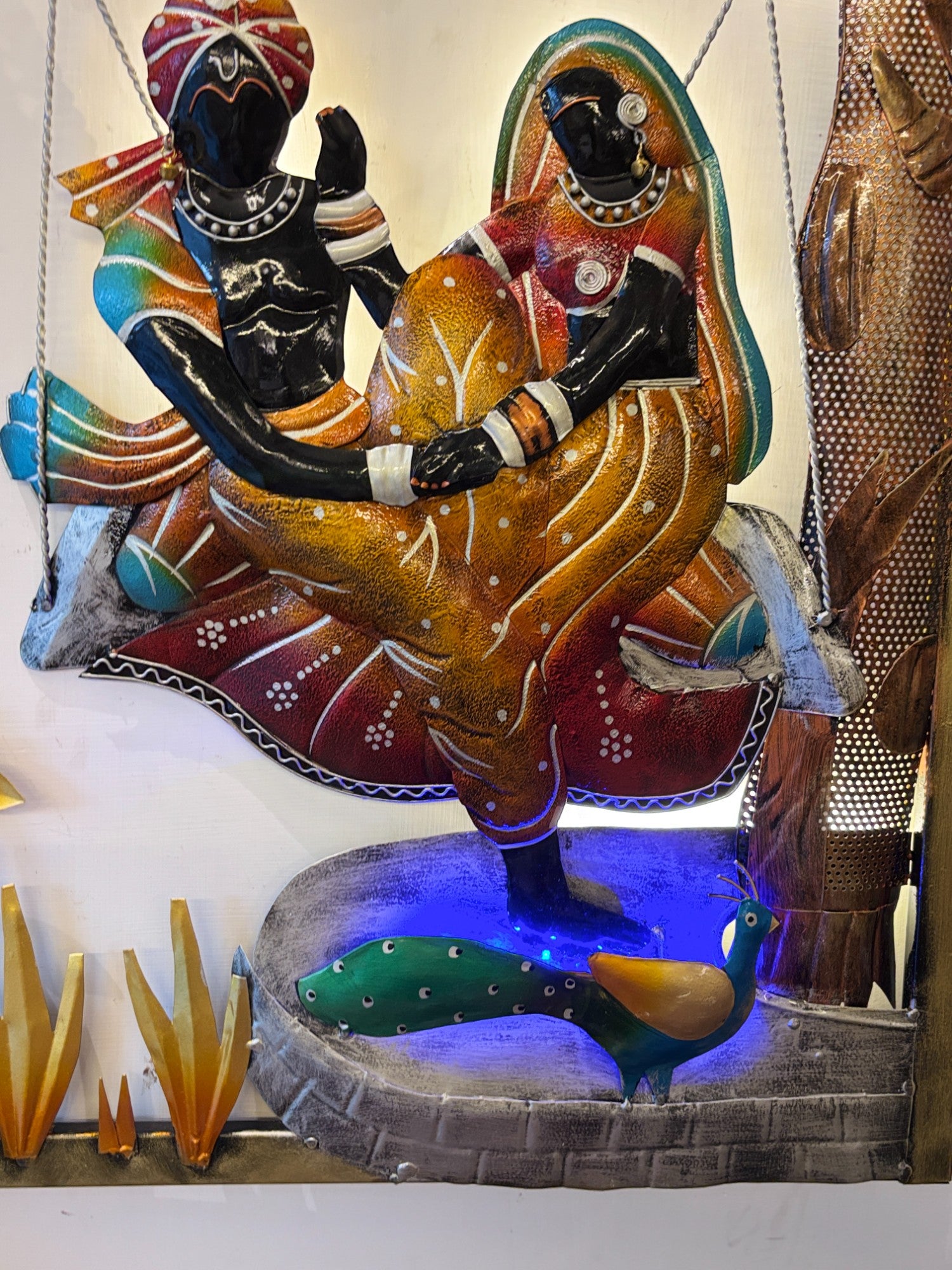 Radha Krishna Wall Hanging with LED Light | Decorative Backlit Wall Art for Living Room, Bedroom & Temple | Traditional Home Decor & Gift Item - 30 Inch