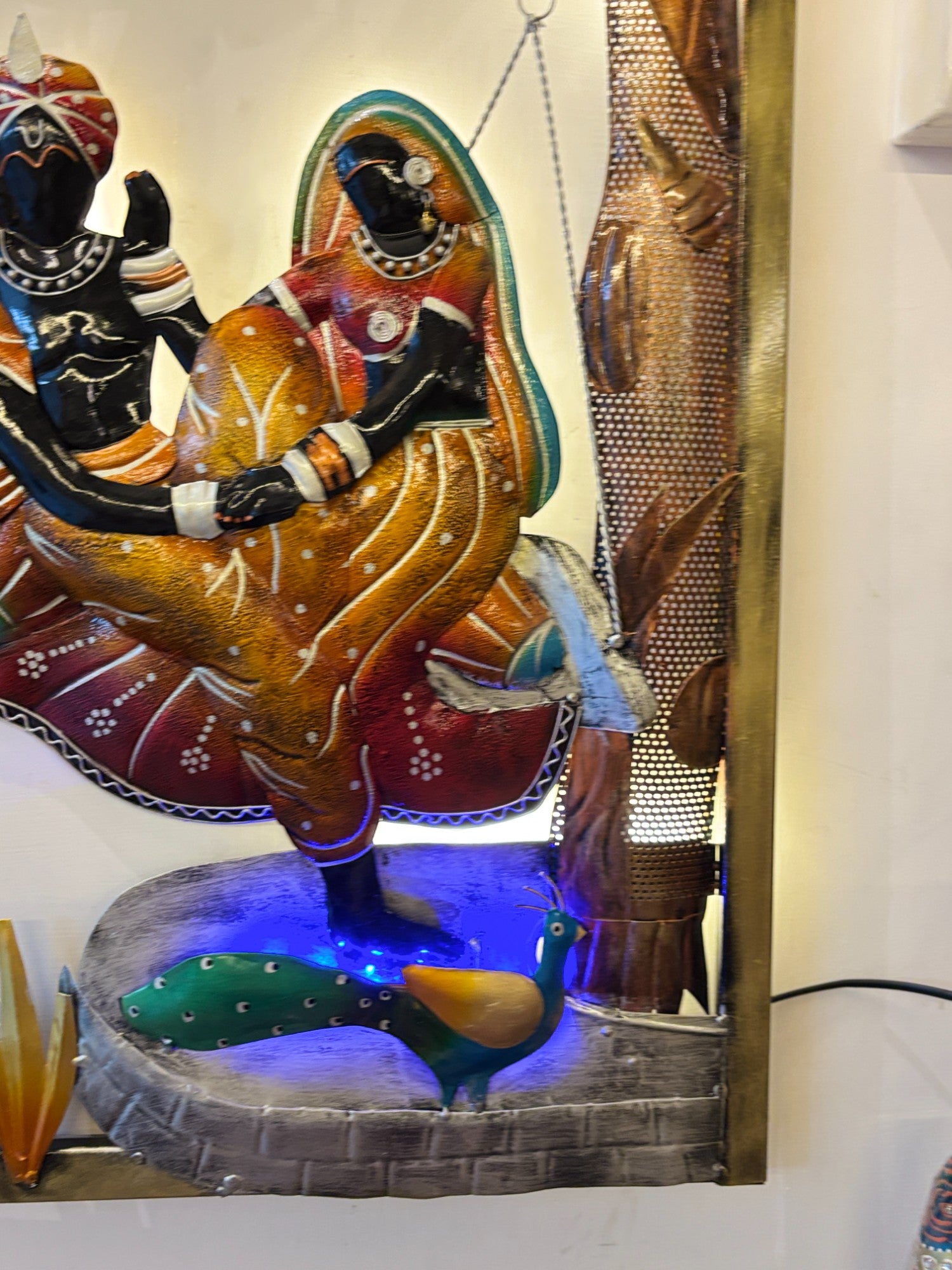 Radha Krishna Wall Hanging with LED Light | Decorative Backlit Wall Art for Living Room, Bedroom & Temple | Traditional Home Decor & Gift Item - 30 Inch