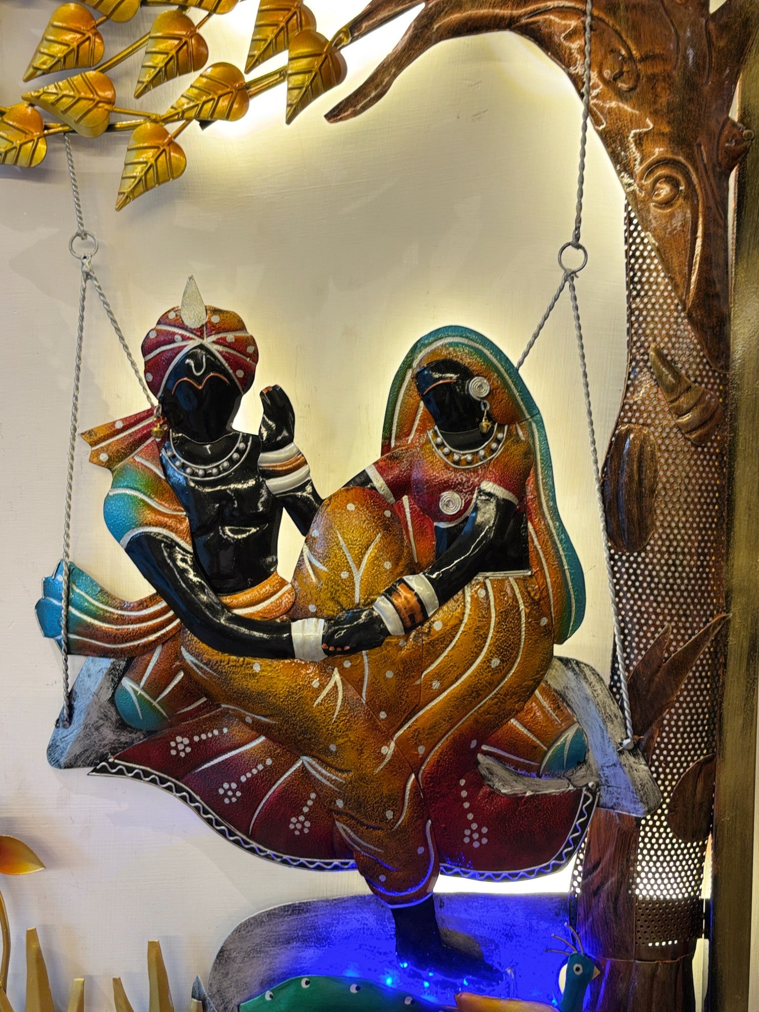 Radha Krishna Wall Hanging with LED Light | Decorative Backlit Wall Art for Living Room, Bedroom & Temple | Traditional Home Decor & Gift Item - 30 Inch