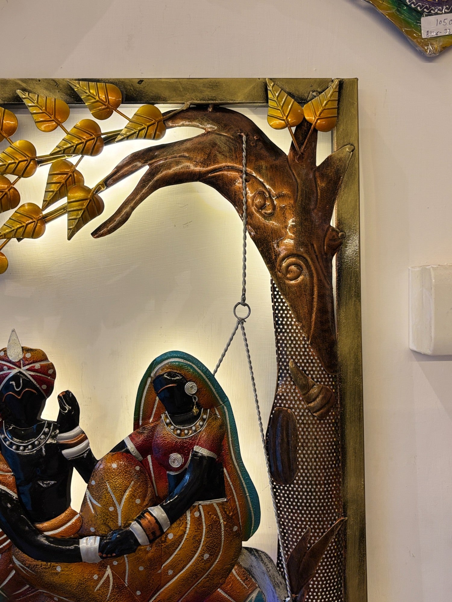 Radha Krishna Wall Hanging with LED Light | Decorative Backlit Wall Art for Living Room, Bedroom & Temple | Traditional Home Decor & Gift Item - 30 Inch