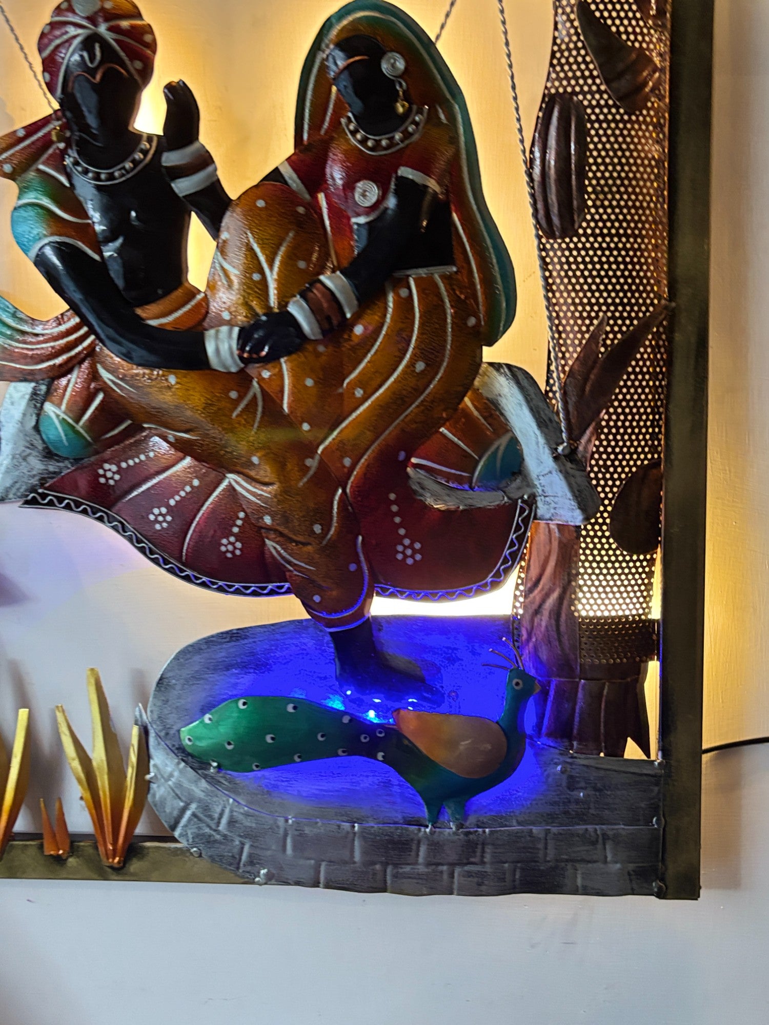 Radha Krishna Wall Hanging with LED Light | Decorative Backlit Wall Art for Living Room, Bedroom & Temple | Traditional Home Decor & Gift Item - 30 Inch