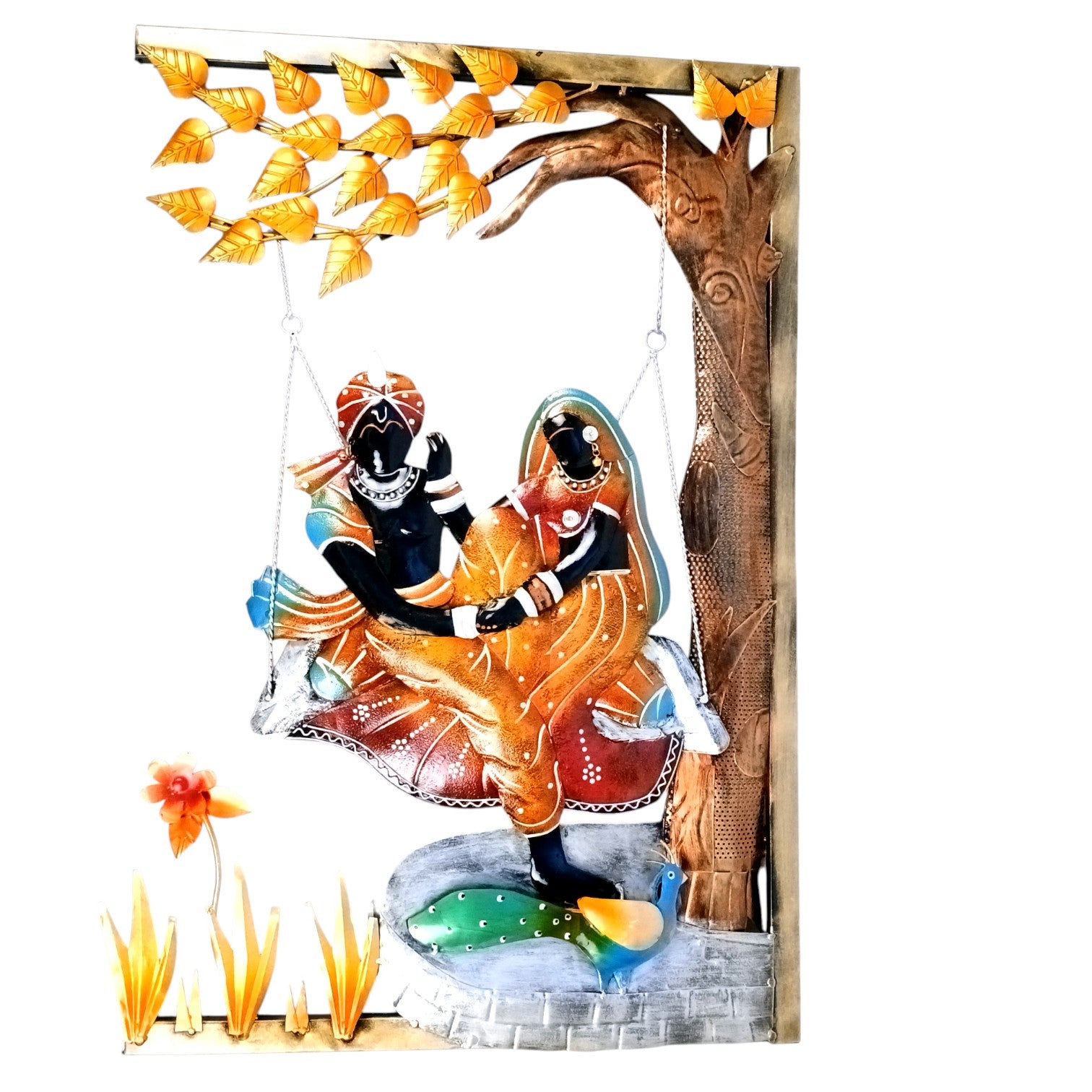 Radha Krishna Wall Hanging with LED Light | Decorative Backlit Wall Art for Living Room, Bedroom & Temple | Traditional Home Decor & Gift Item - 30 Inch