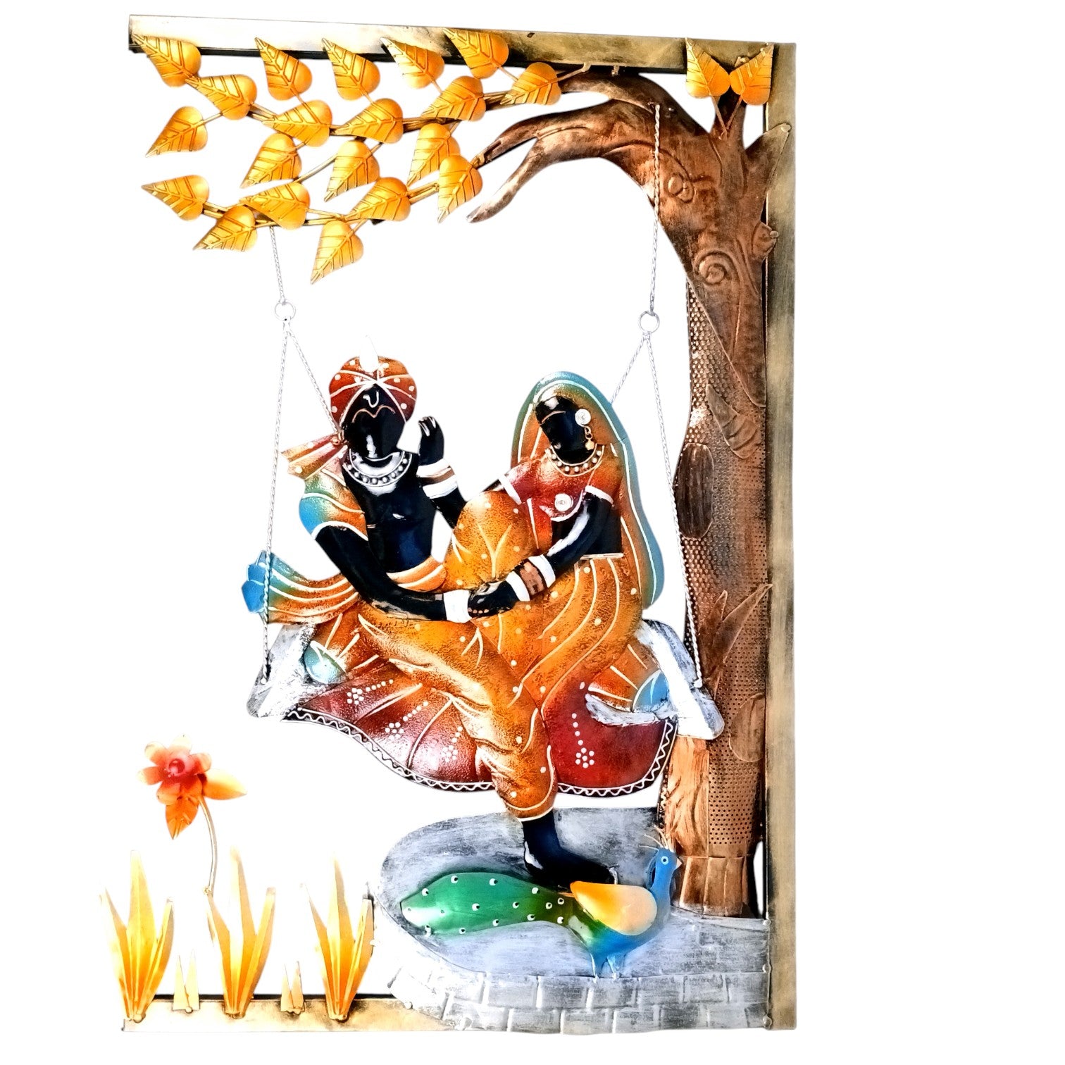 Radha Krishna Wall Hanging with LED Light | Decorative Backlit Wall Art for Living Room, Bedroom & Temple | Traditional Home Decor & Gift Item - 30 Inch